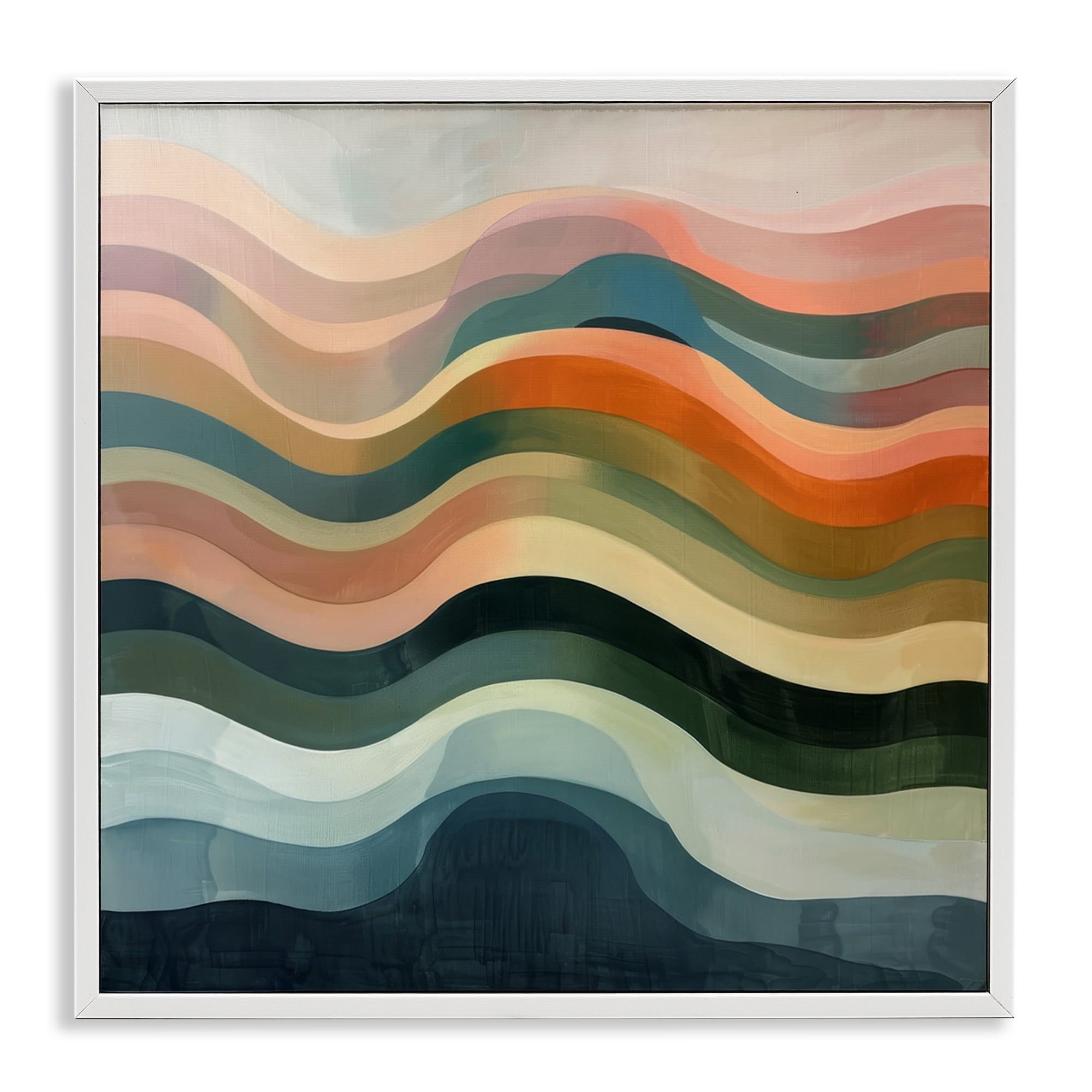 Stupell Industries Fluid Dynamics Pattern Abstract Painting White Framed Art Print Wall Art, 12 x 12