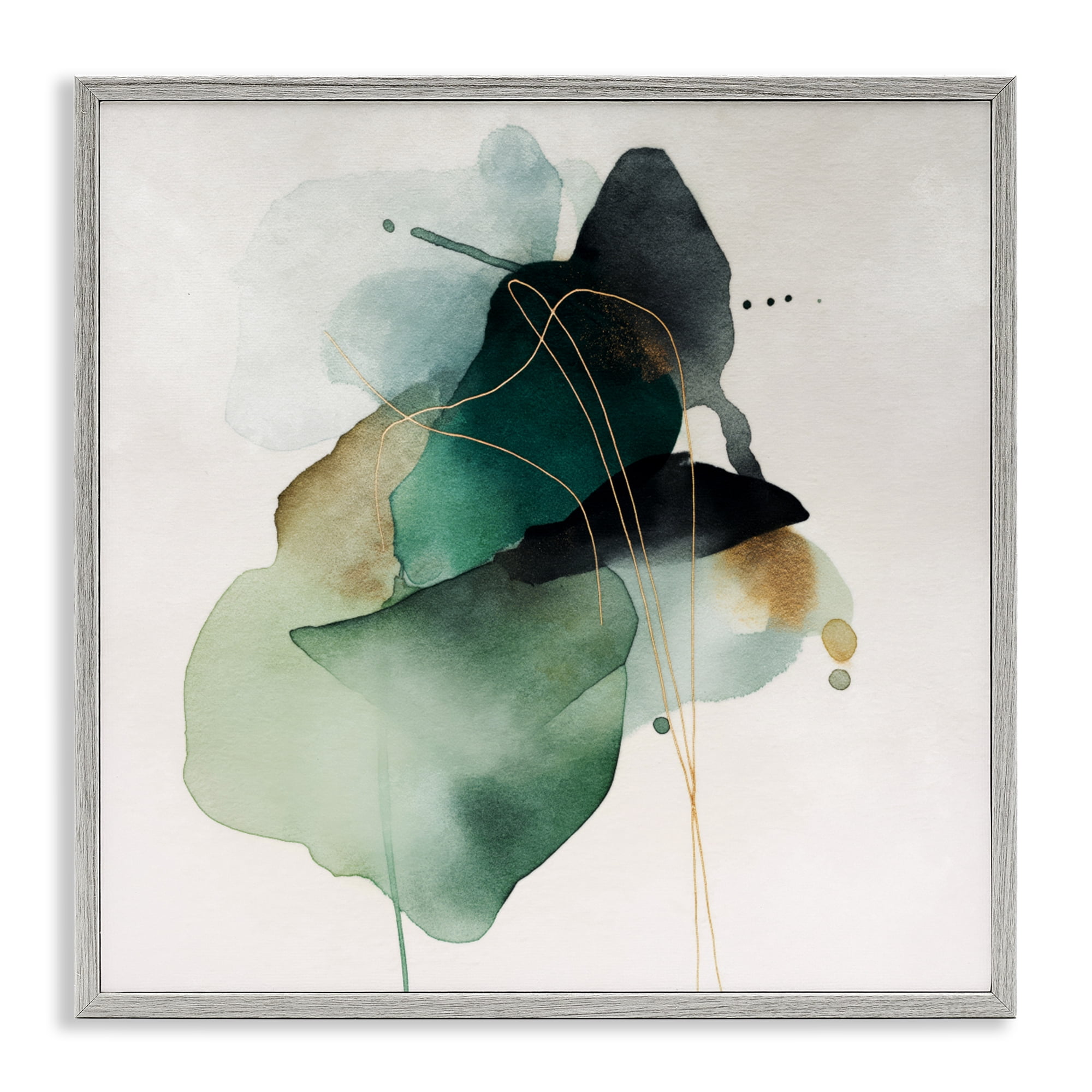 Stupell Industries Fluid Emerald Cascade Gray Framed Giclee Art, design by Svetlana Aleynikova