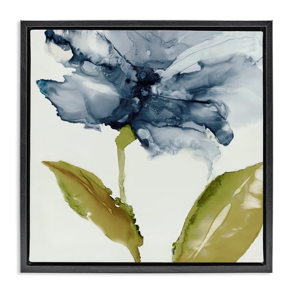 Stupell Industries Fluid Flower Abstraction Black Framed Floater Canvas Wall Art design by Jacob Q, 18 x 18