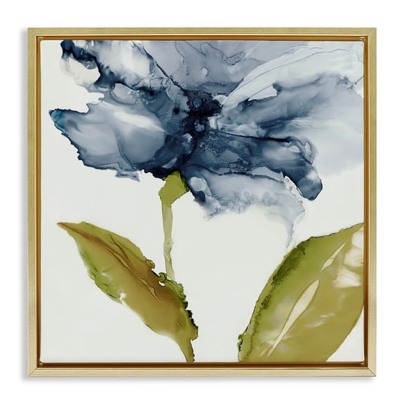 Stupell Industries Fluid Flower Abstraction Gold Framed Floater Canvas Wall Art design by Jacob Q, 25 x 25