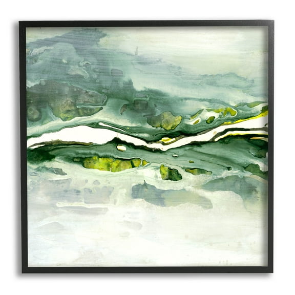 Stupell Industries Fluid Green Abstract Form Graphic Art Black Framed Art Print Wall Art, Design by Ruth Fromstein