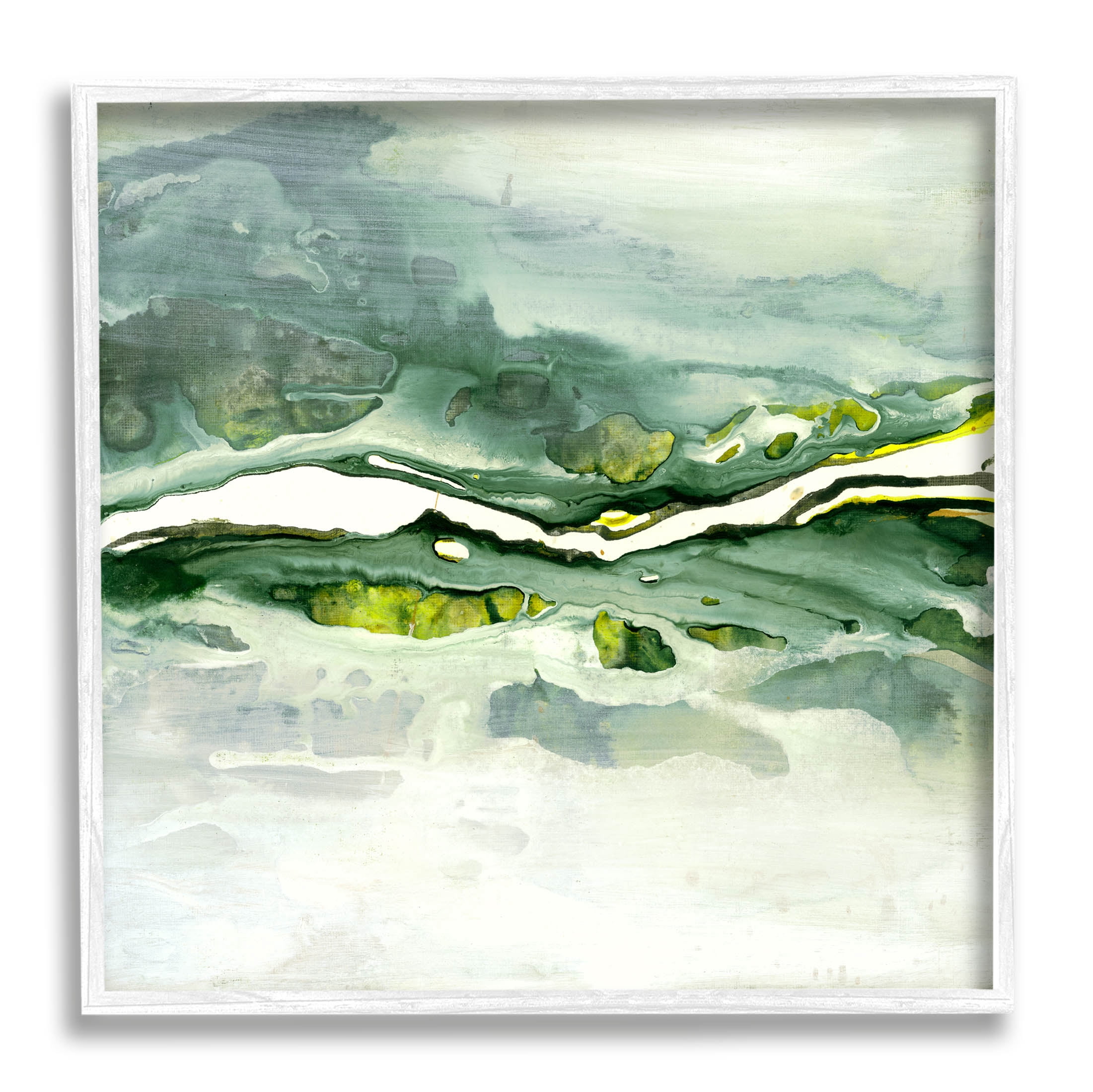 Stupell Industries Fluid Green Abstract Form Graphic Art White Framed Art Print Wall Art, Design by Ruth Fromstein
