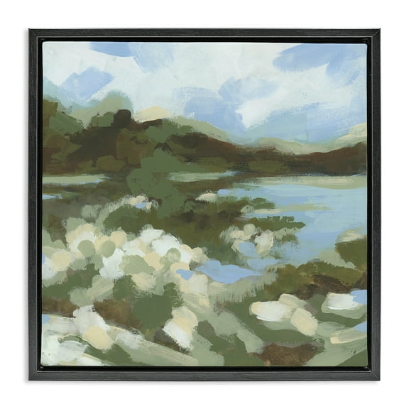 Stupell Industries Fluid Green Seascape Landscape & Nature Painting Black Floater Framed Canvas Art Print Wall Art, 18 x 18