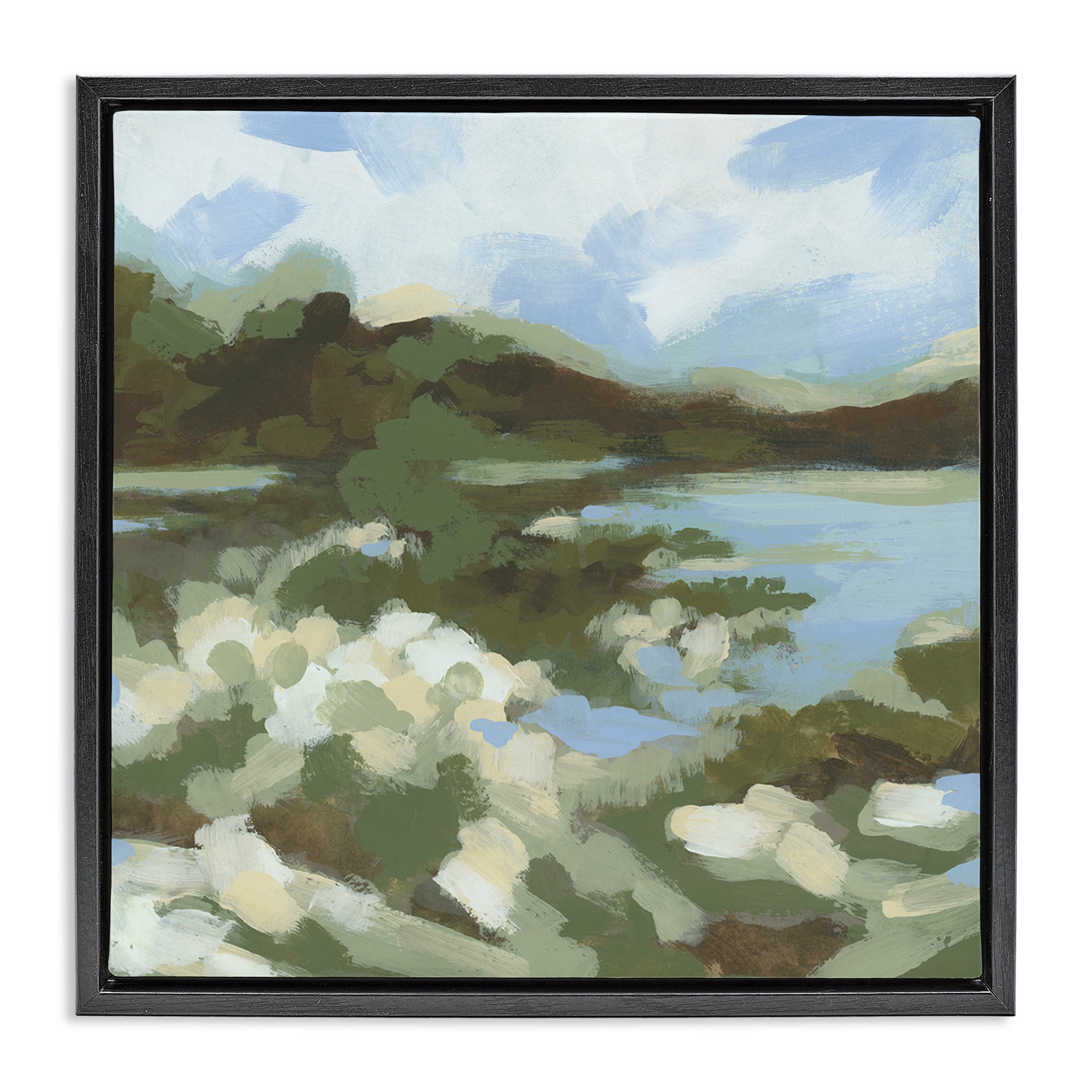 Stupell Industries Fluid Green Seascape Landscape & Nature Painting Black Floater Framed Canvas Art Print Wall Art, 25 x 25