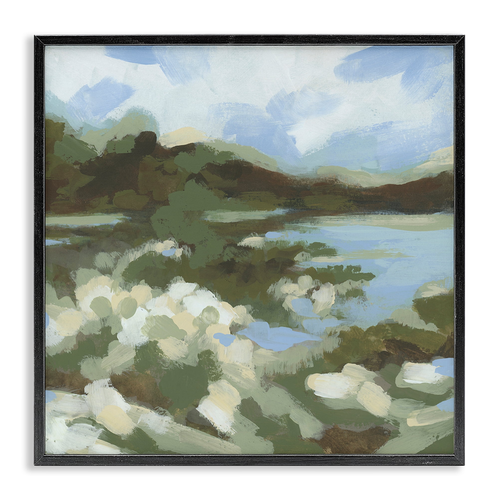 Stupell Industries Fluid Green Seascape Landscape & Nature Painting Black Framed Art Print Wall Art, 12 x 12