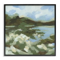 Stupell Industries Fluid Green Seascape Landscape & Nature Painting Black Framed Art Print Wall Art, 12 x 12
