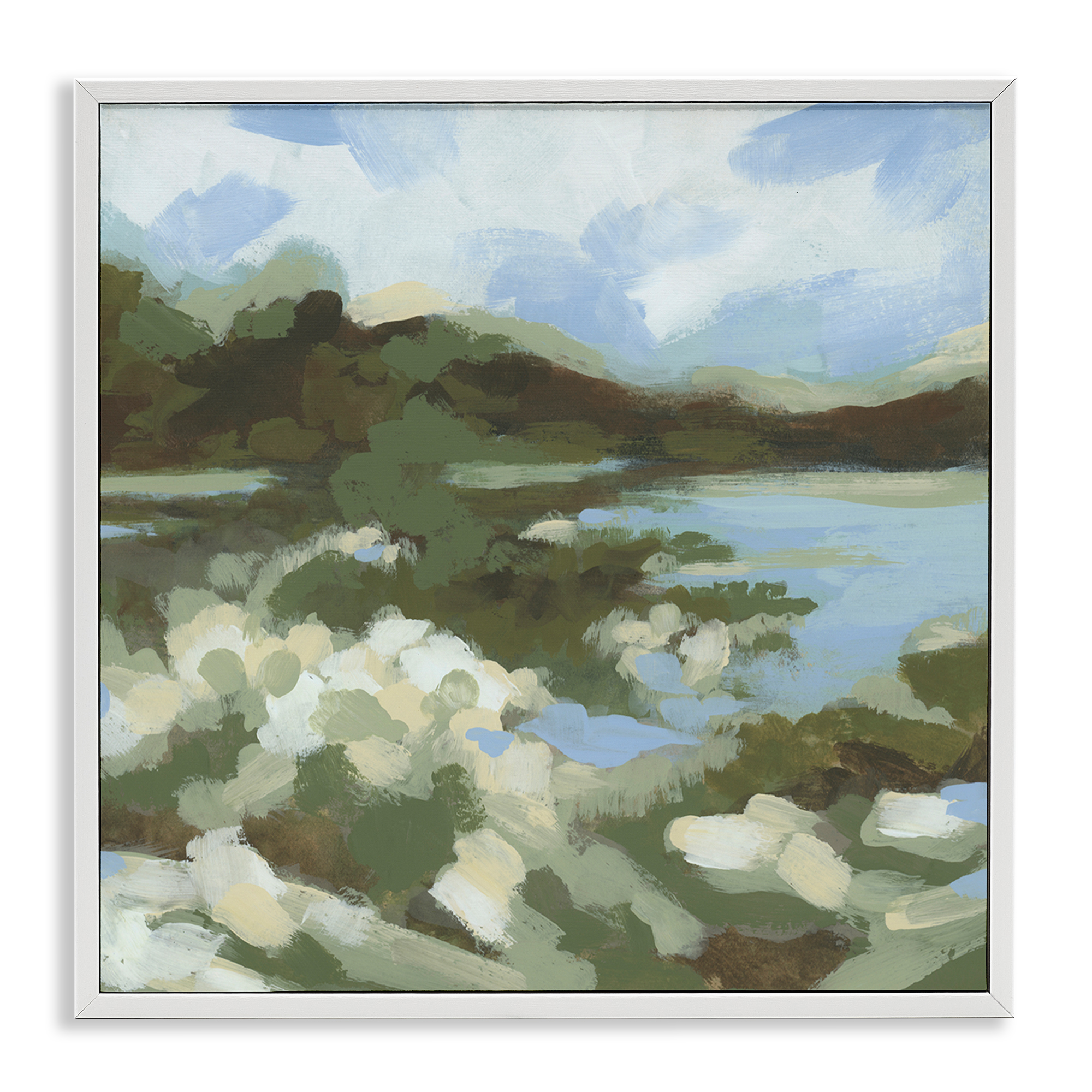 Stupell Industries Fluid Green Seascape Landscape & Nature Painting White Framed Art Print Wall Art, 24 x 24