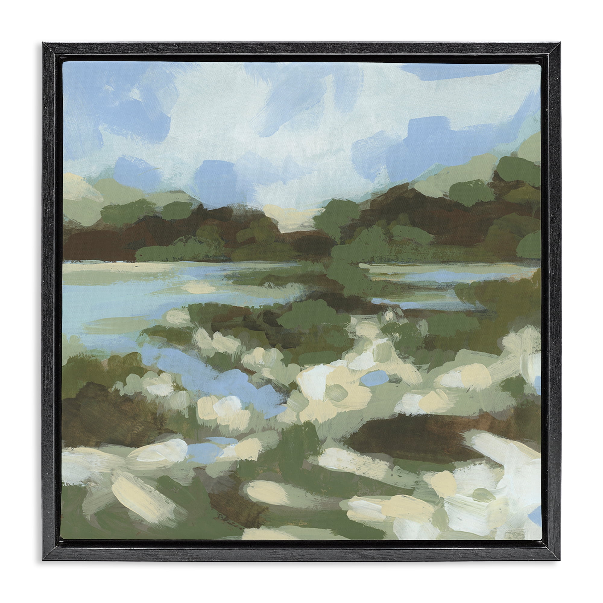 Stupell Industries Fluid Landscape Impression Landscape & Nature Painting Black Floater Framed Canvas Art Print Wall Art, 18 x 18