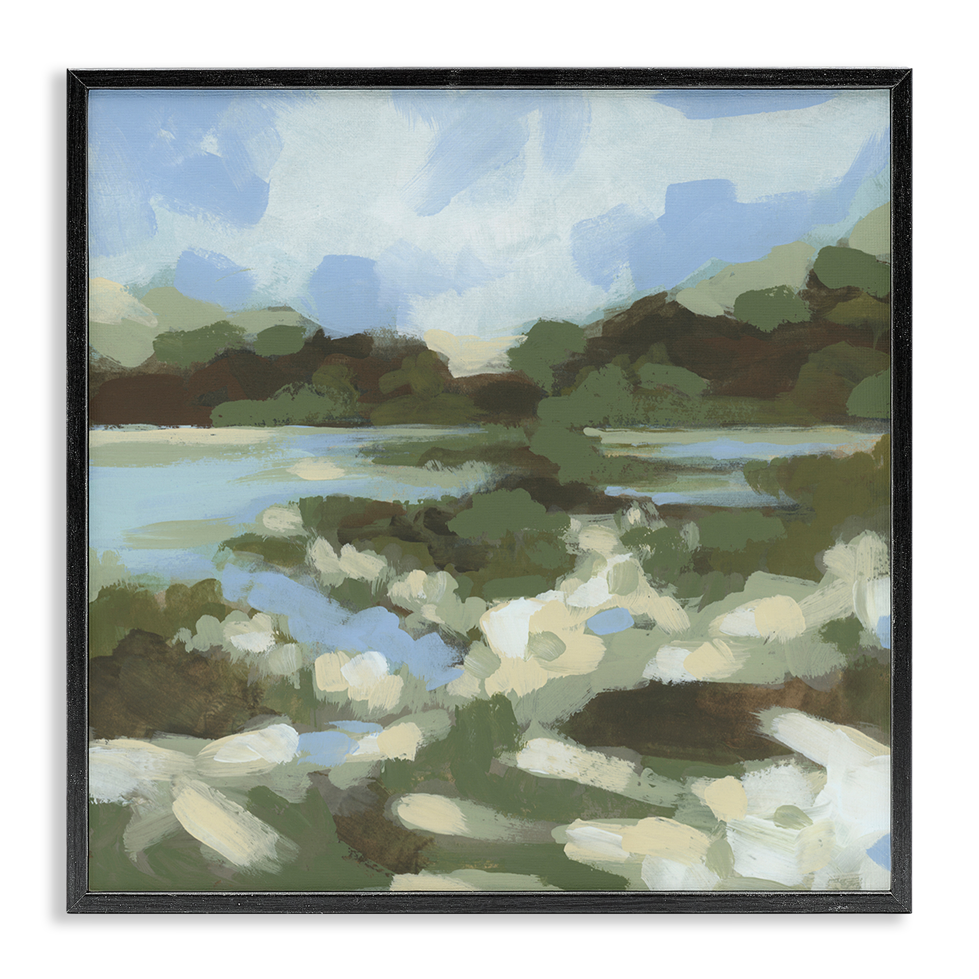 Stupell Industries Fluid Landscape Impression Landscape & Nature Painting Black Framed Art Print Wall Art, 24 x 24