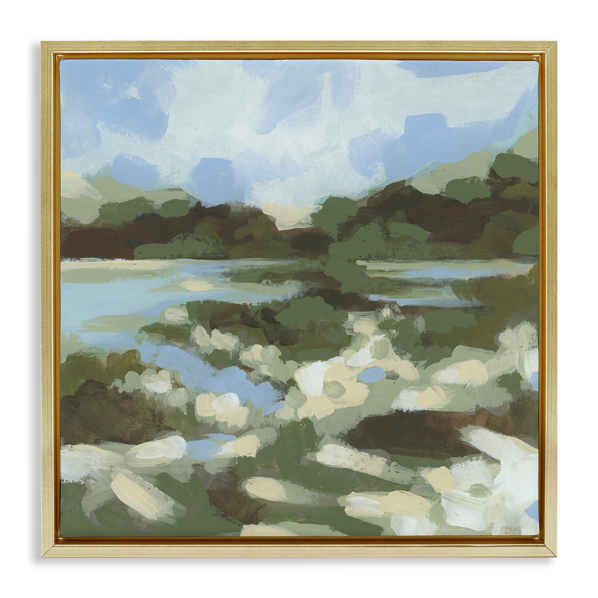 Stupell Industries Fluid Landscape Impression Landscape & Nature Painting Gold Floater Framed Canvas Art Print Wall Art, 25 x 25