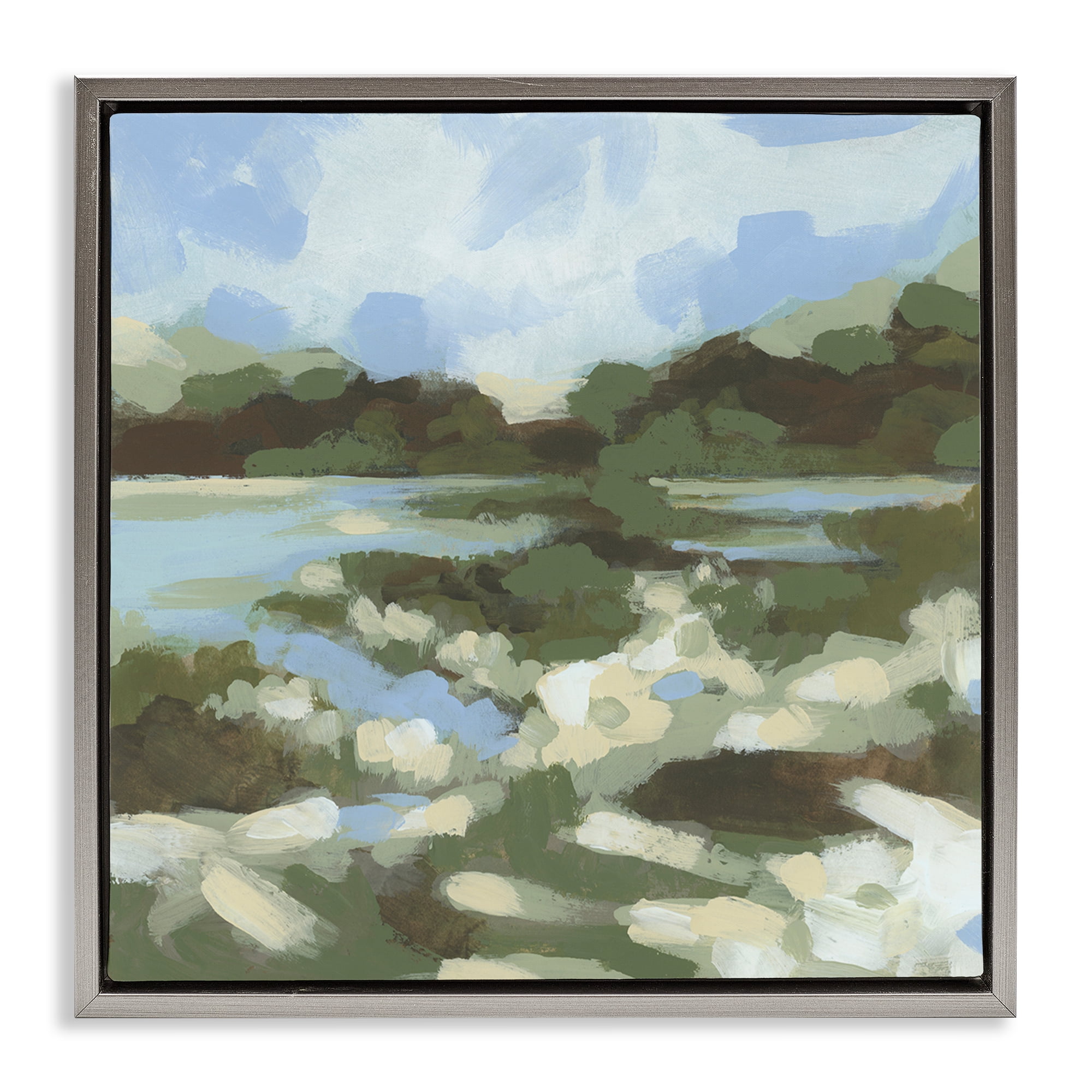 Stupell Industries Fluid Landscape Impression Landscape & Nature Painting Gray Floater Framed Canvas Art Print Wall Art, 25 x 25