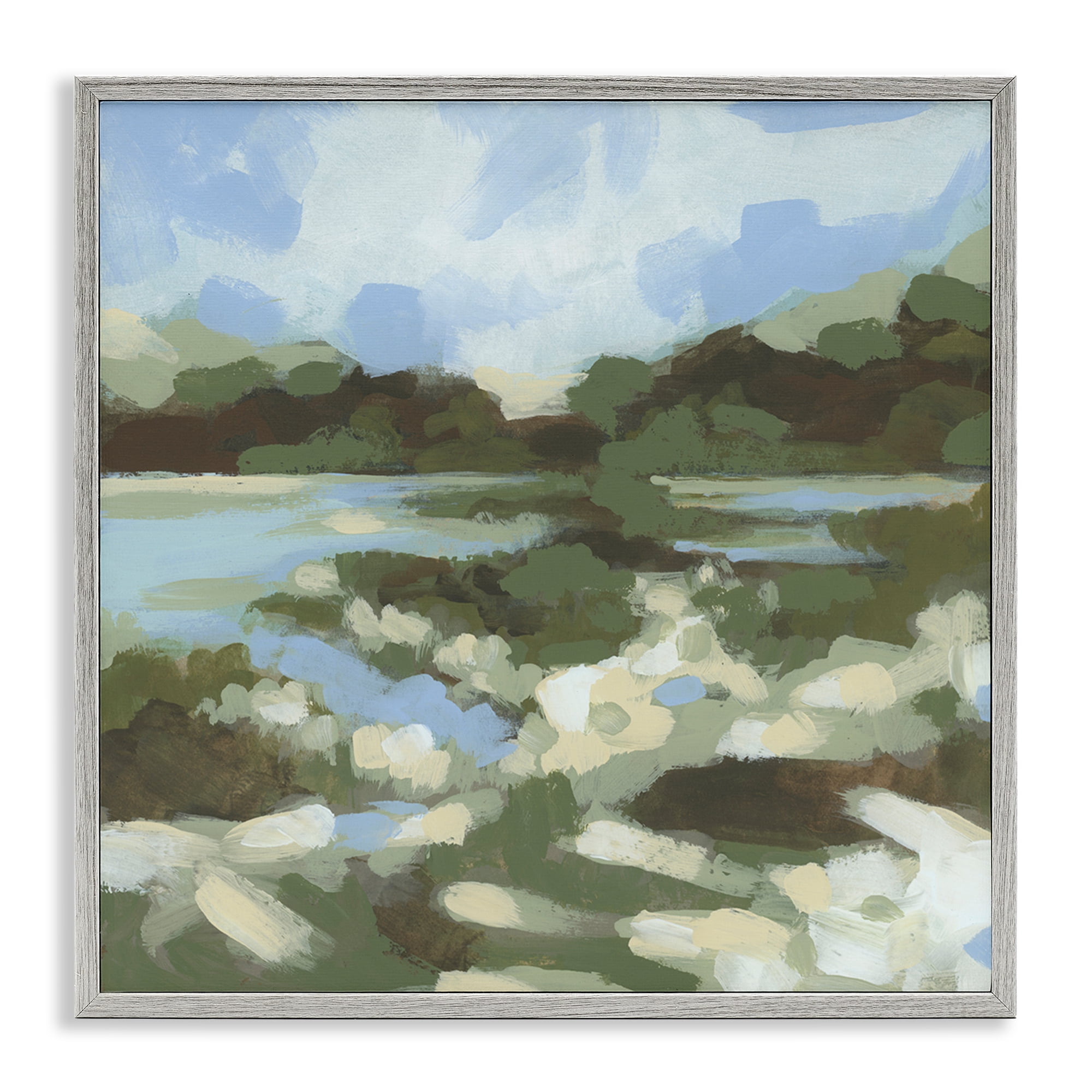 Stupell Industries Fluid Landscape Impression Landscape & Nature Painting Gray Framed Art Print Wall Art, 24 x 24