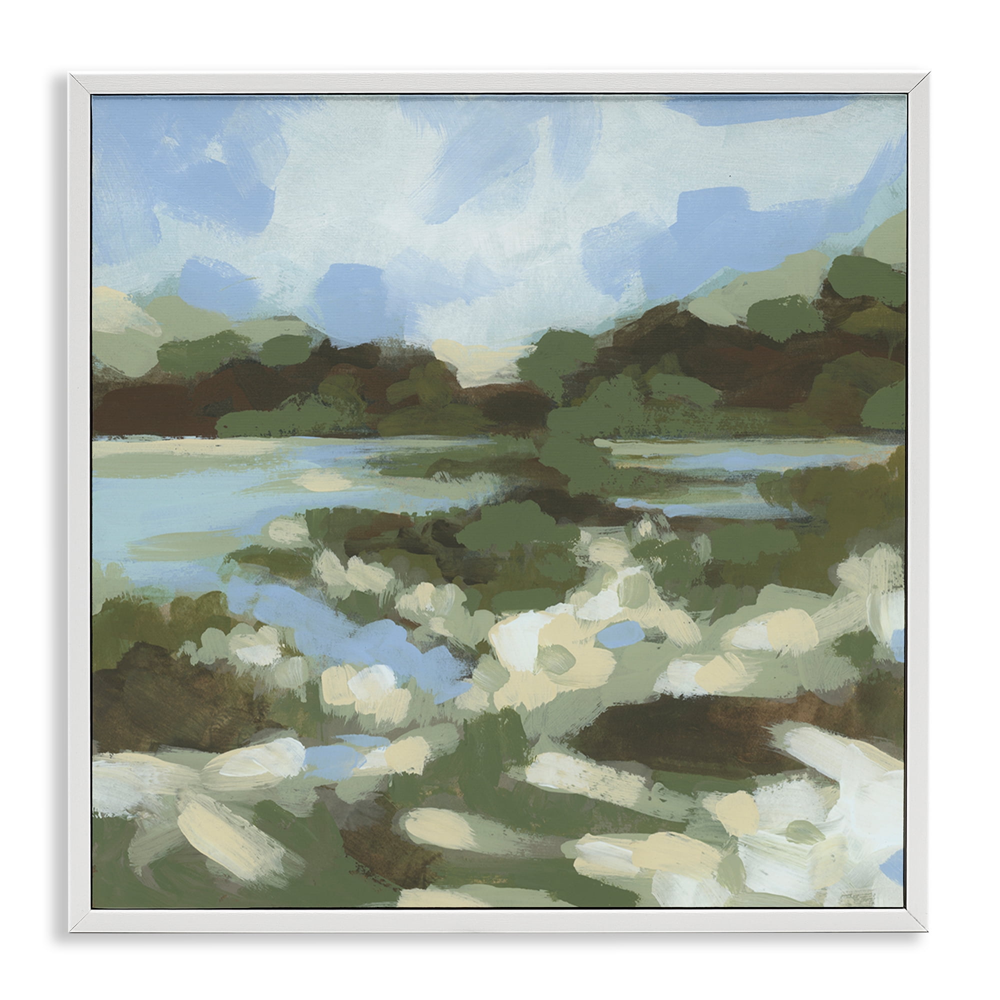 Stupell Industries Fluid Landscape Impression Landscape & Nature Painting White Framed Art Print Wall Art, 12 x 12