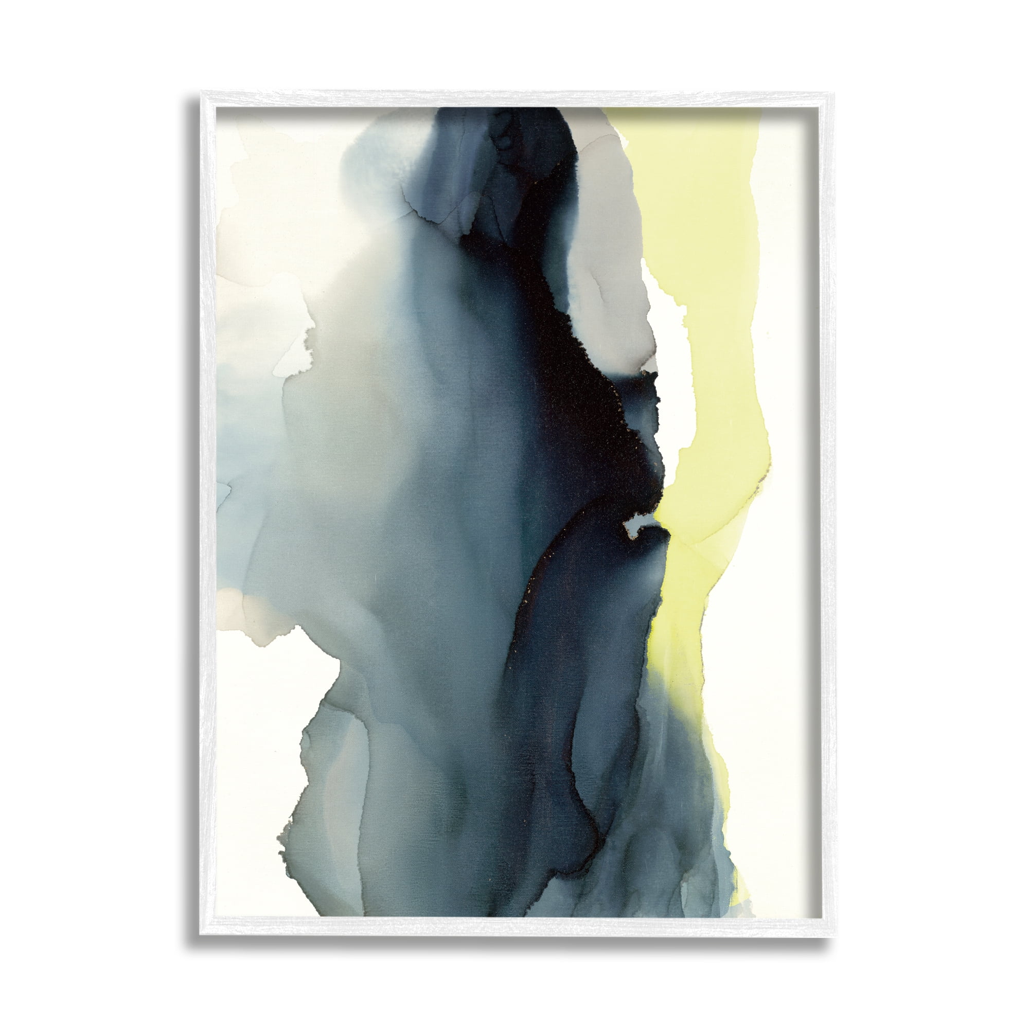 Stupell Industries Fluid Layered Abstraction Grey Blue Yellow Distortion, 24 x 30, Designed by Kippi Leonard