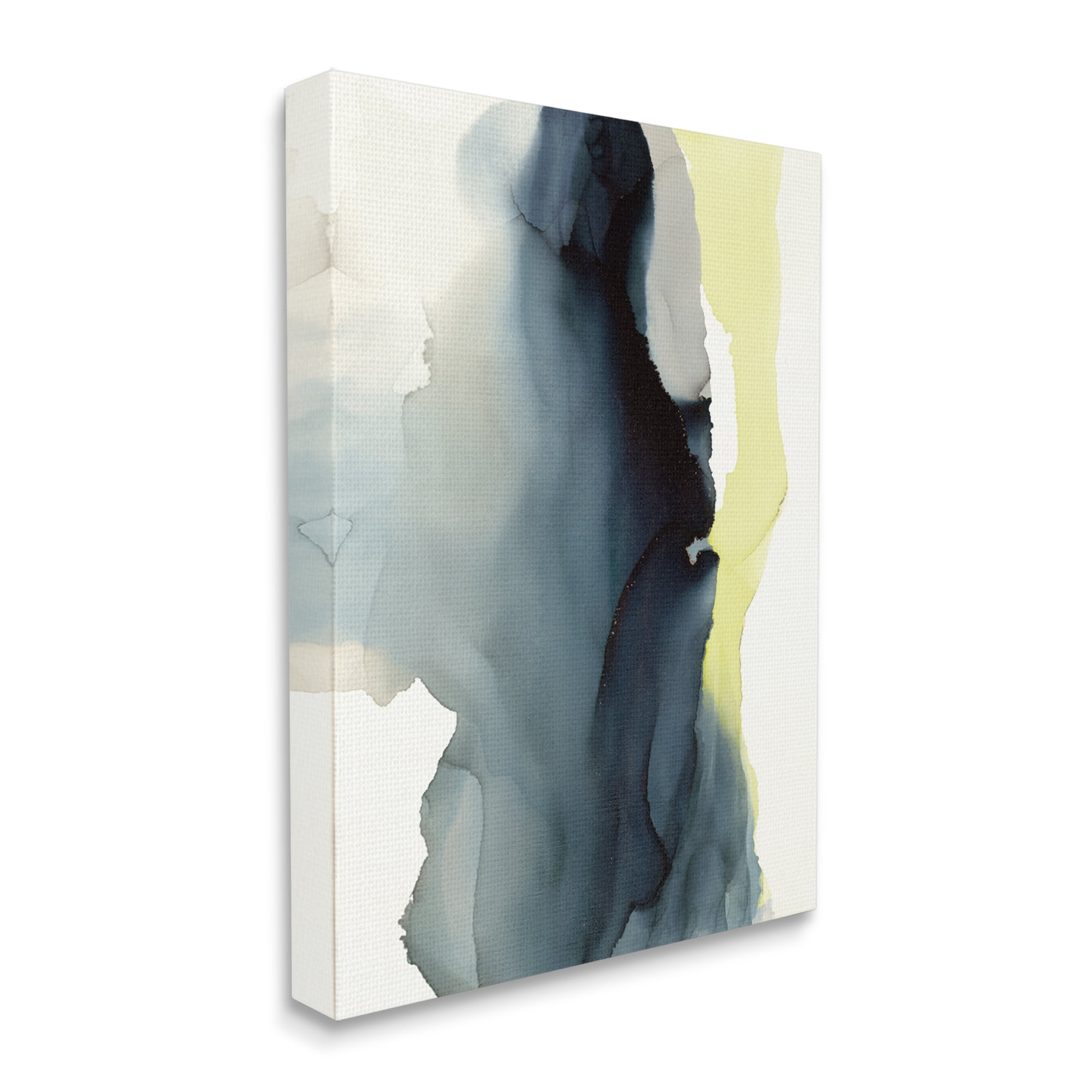 Stupell Industries Fluid Layered Abstraction Grey Blue Yellow Distortion, 36 x 48, Designed by Kippi Leonard