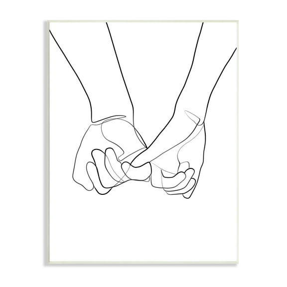 Stupell Industries Fluid Line Abstract Couple Holding Hands Black White, 10 x 15, Designed by Ros Ruseva