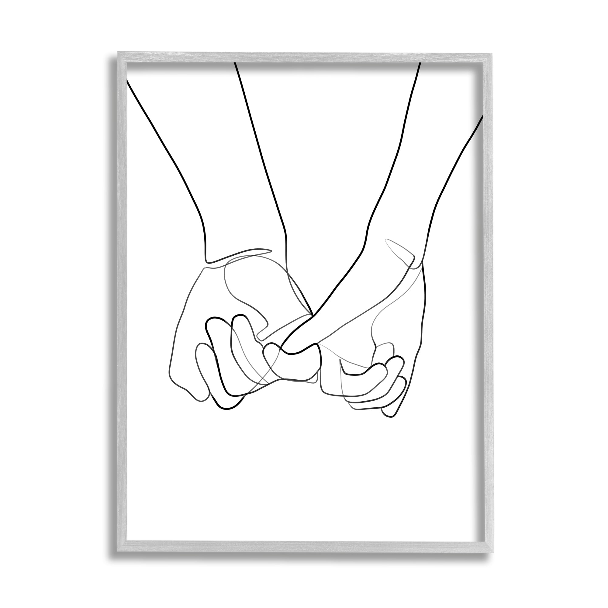 Stupell Industries Fluid Line Abstract Couple Holding Hands Black White, 16 x 20, Designed by Ros Ruseva