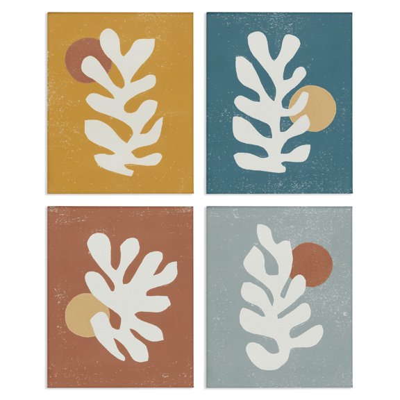 Stupell Industries Modern Fluid Matisse Inspired Plants Abstract 4pc Canvas Set, 16 x 20 each, by Moira Hershey
