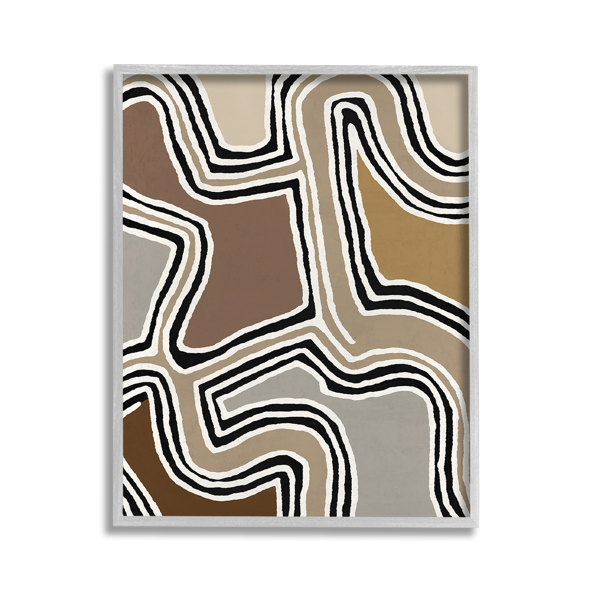 Stupell Industries Fluid Neutral Abstraction Abstract Painting Gray Framed Art Print Wall Art, 11 x 14