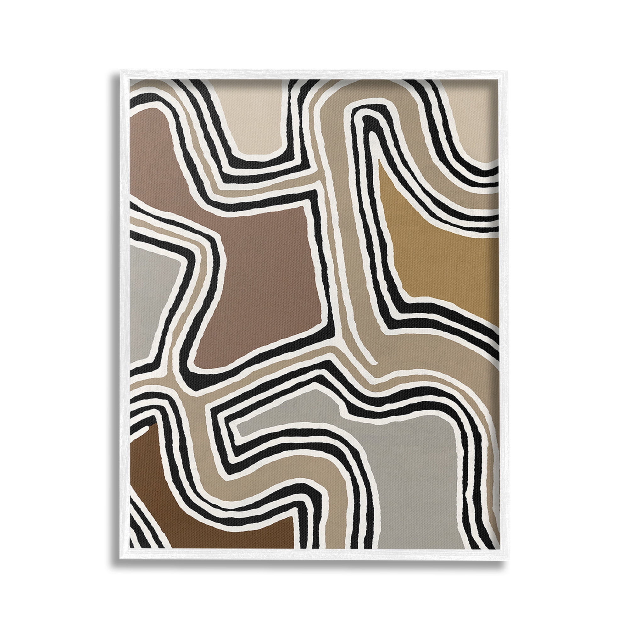 Stupell Industries Fluid Neutral Abstraction Abstract Painting White Framed Art Print Wall Art, 24 x 30