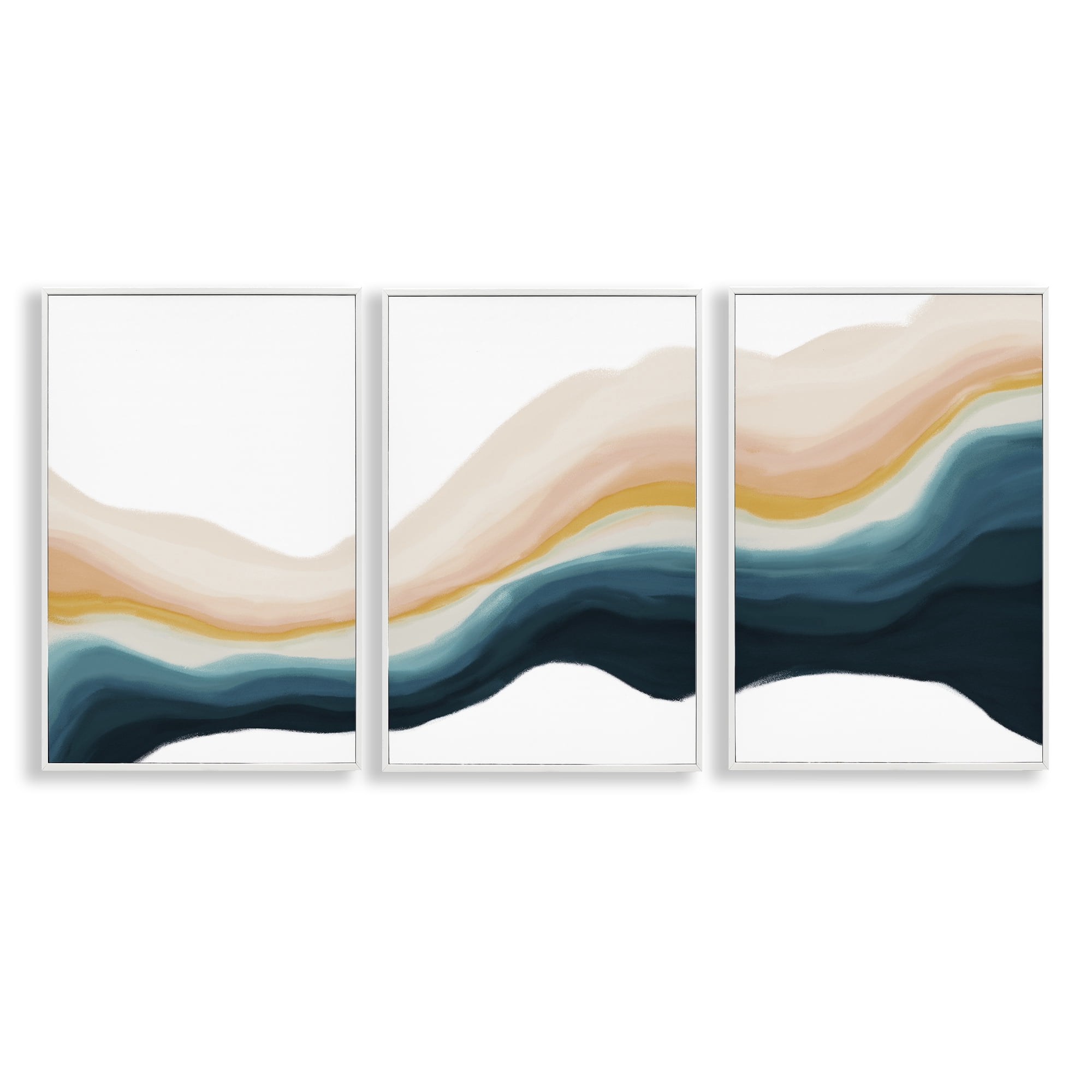 Stupell Industries Fluid Peach Swirl Abstract Painting White Framed Art Print Wall Art, 16 x 24, Set of 3