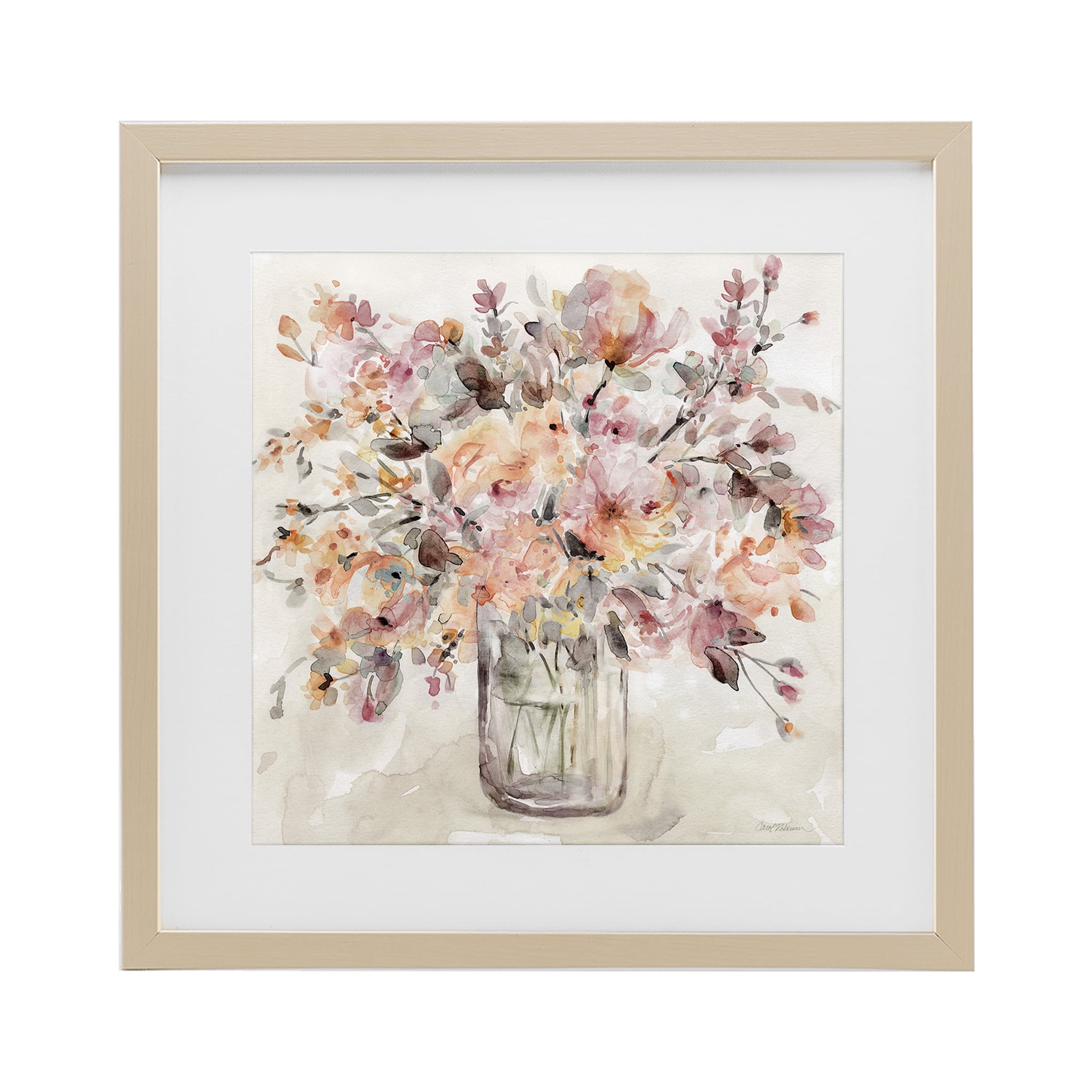 Stupell Industries Fluid Petals Watercolor Bouquet Birch Framed Print Under Glass, design by Carol Robinson