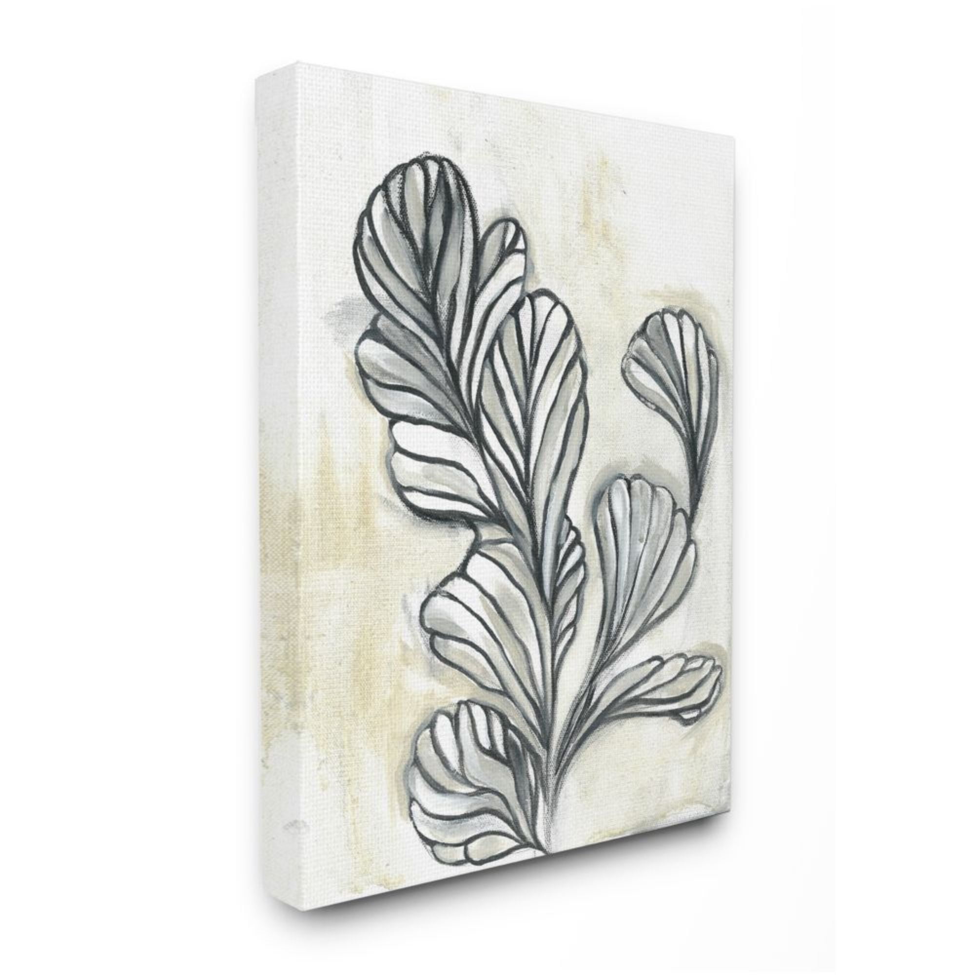 Stupell Industries Fluid Plant Stem Abstraction Minimal Black Beige Design by Daphne Polselli, 24" x 30"