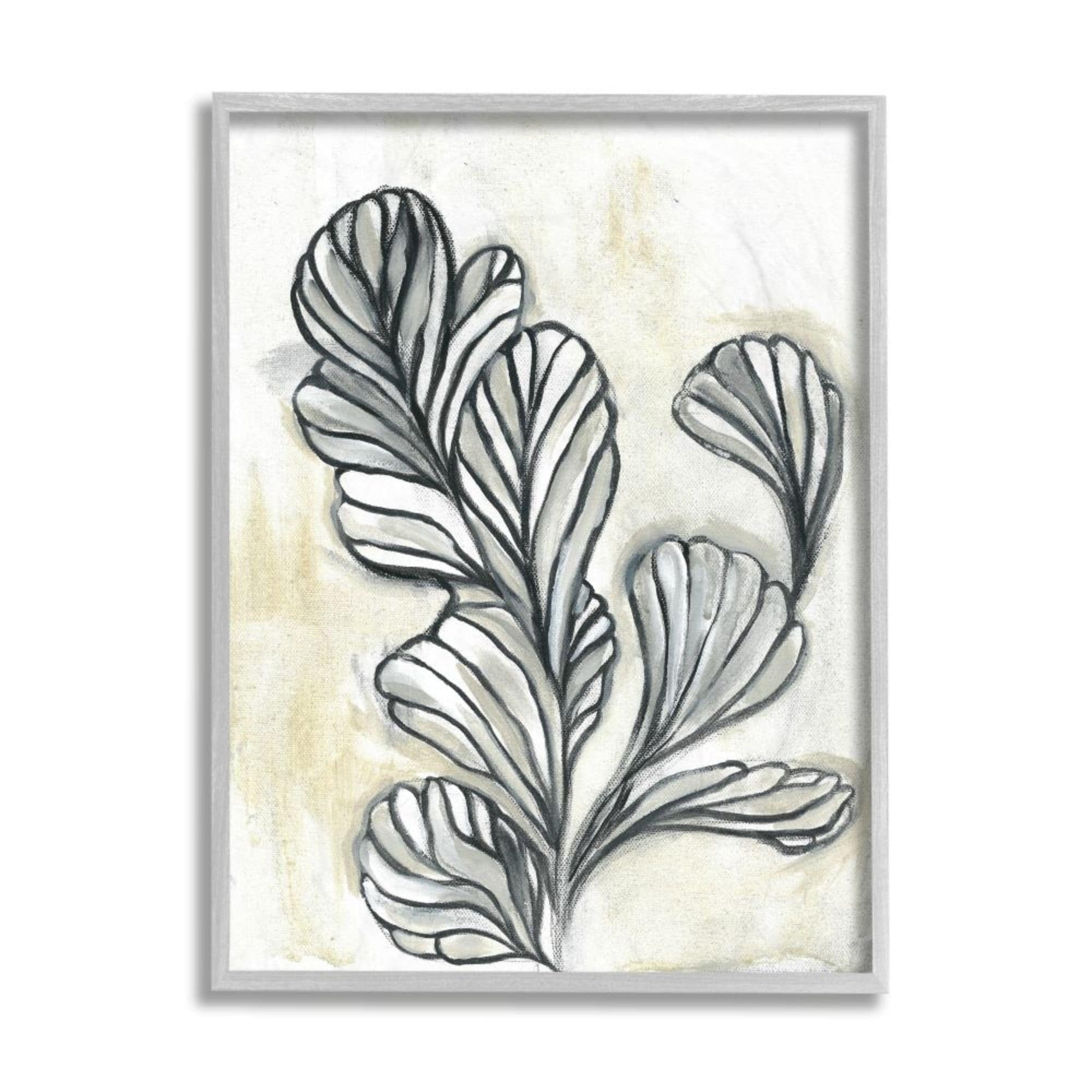 Stupell Industries Fluid Plant Stem Abstraction Minimal Black Beige Design by Daphne Polselli