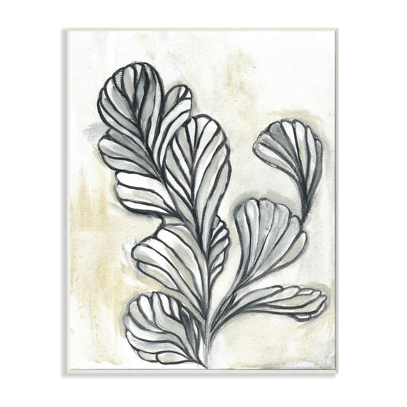 Stupell Industries Fluid Plant Stem Abstraction Minimal Black Beige Design by Daphne Polselli