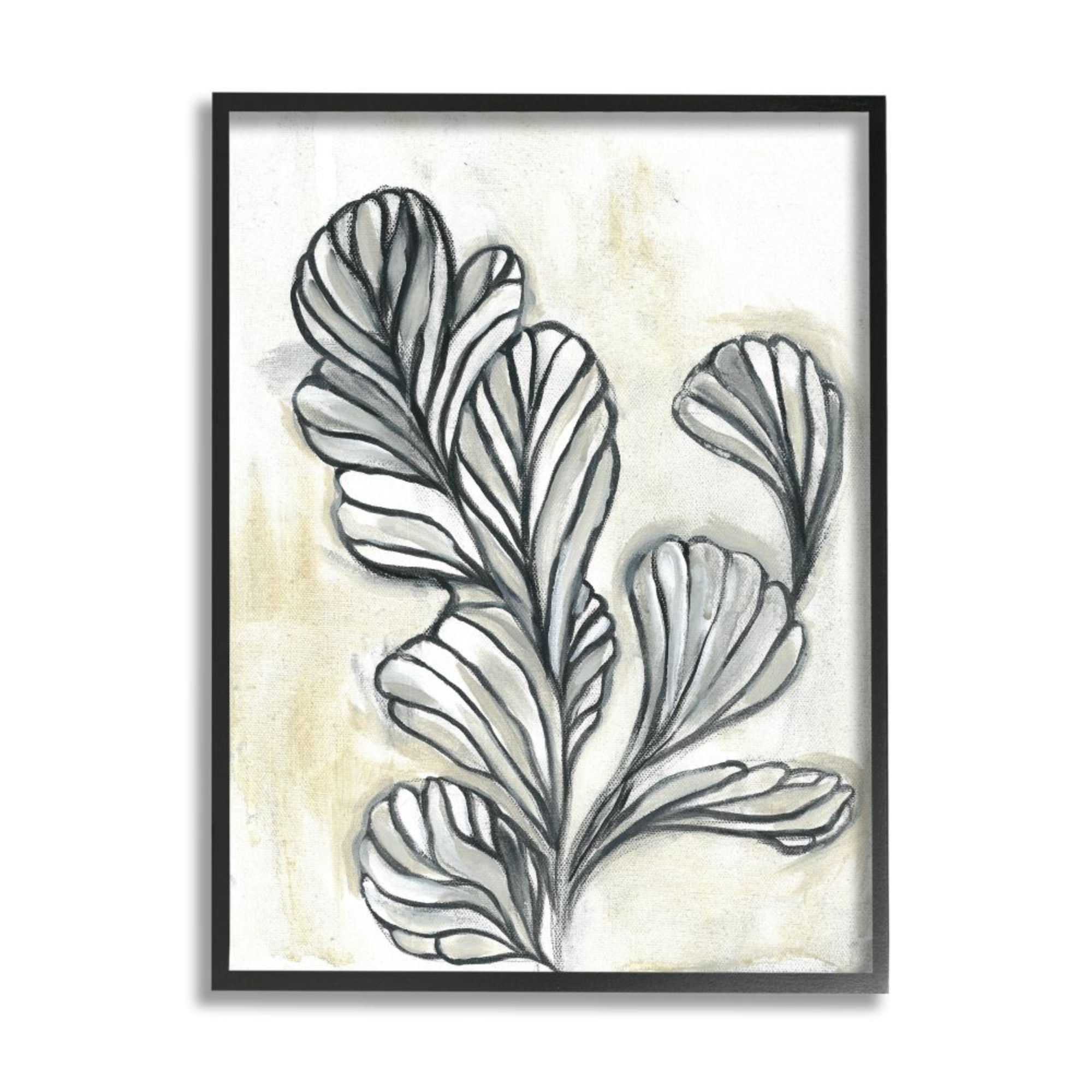 Stupell Industries Fluid Plant Stem Abstraction Minimal Black Beige Design by Daphne Polselli