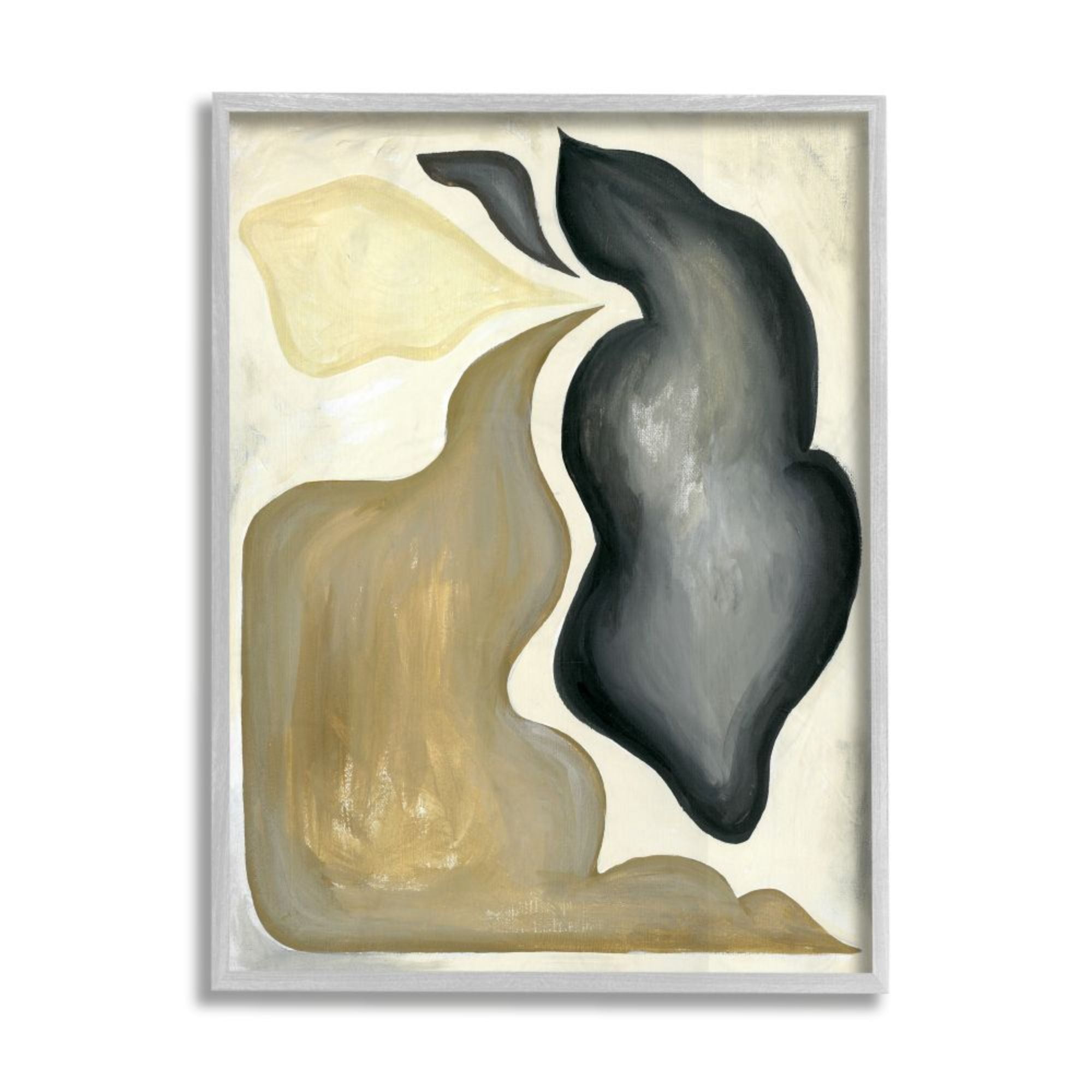 Stupell Industries Fluid Shape Composition Abstract Design Brown Black Design by Daphne Polselli, 16" x 20", Gray Framed
