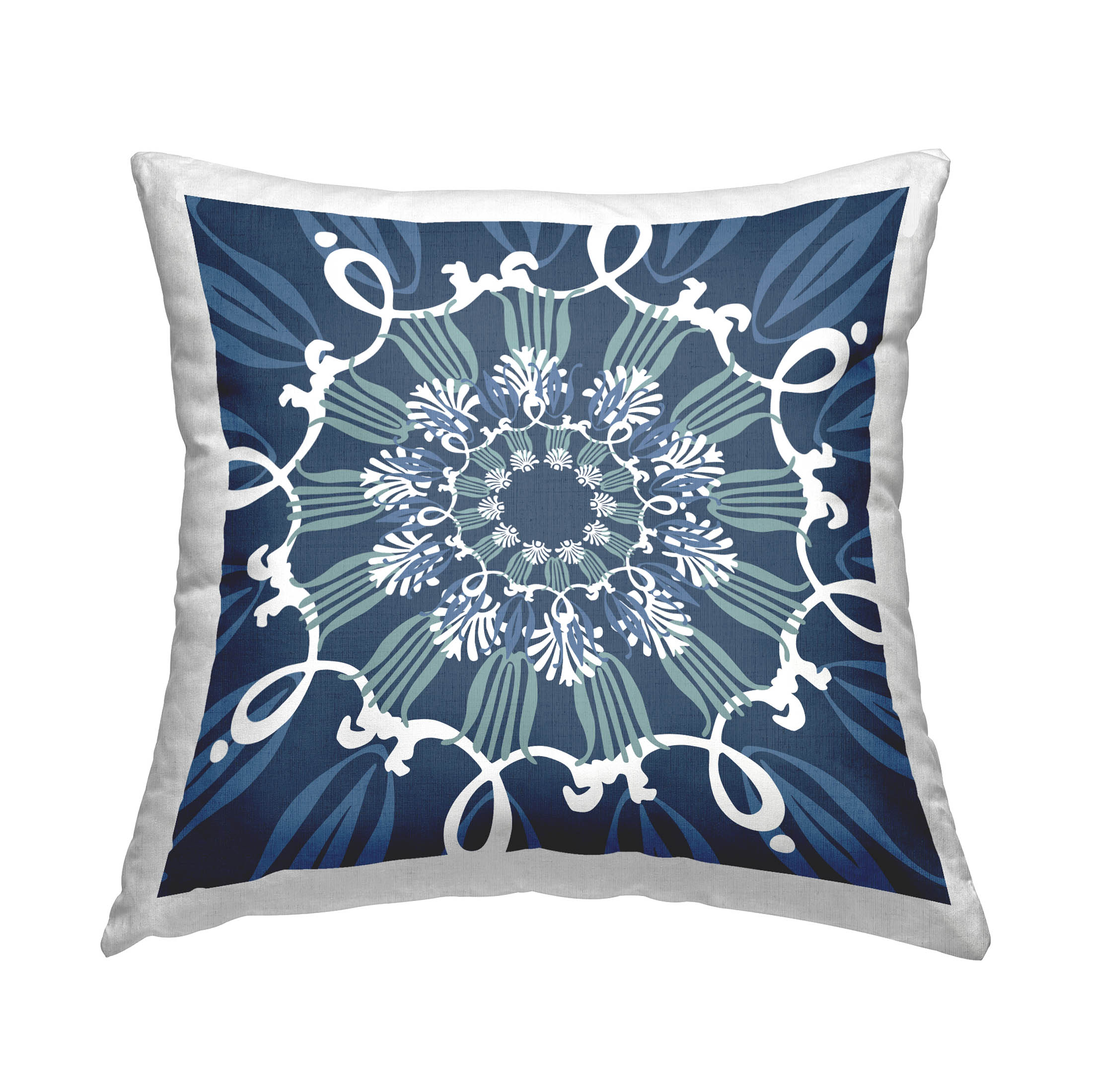 Stupell Industries Fluid Shapes Blue Pattern Printed Throw Pillow Design by George Tygert