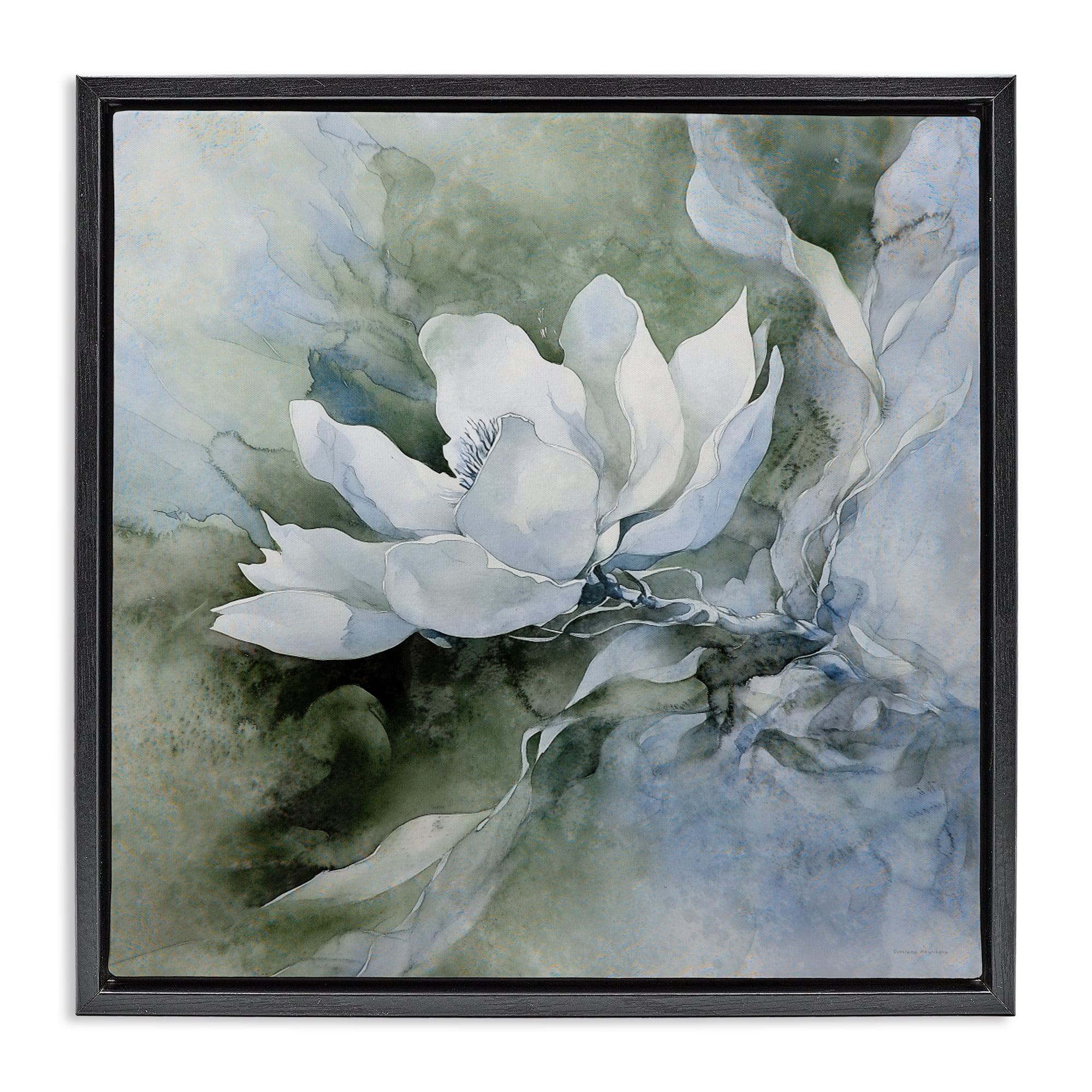 Stupell Industries Fluid Whimsical Flower Black Framed Floater Canvas Wall Art, design by Svetlana Aleynikova