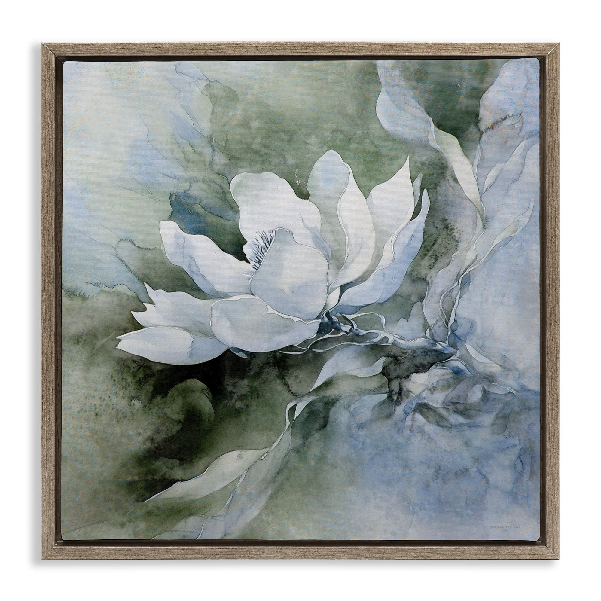 Stupell Industries Fluid Whimsical Flower Brown Framed Floater Canvas Wall Art, design by Svetlana Aleynikova