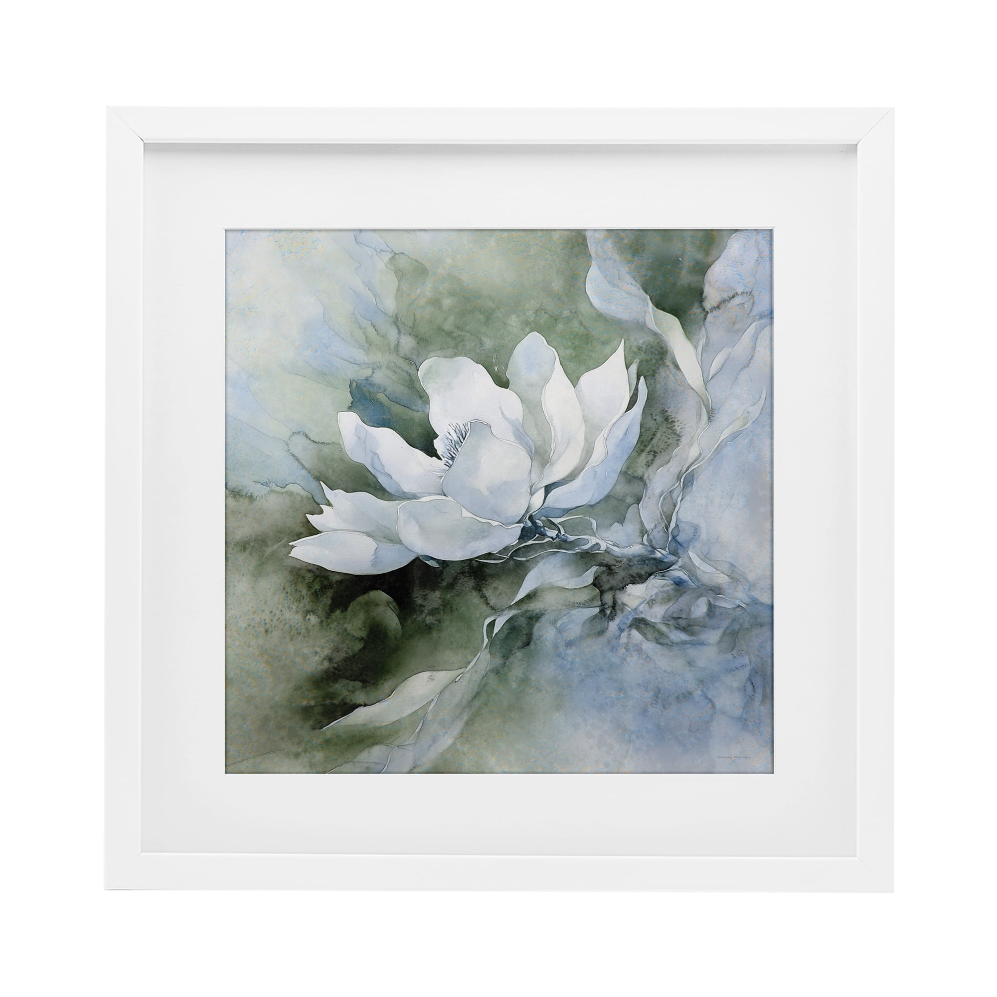 Stupell Industries Fluid Whimsical Flower White Framed Print Under Glass, design by Svetlana Aleynikova