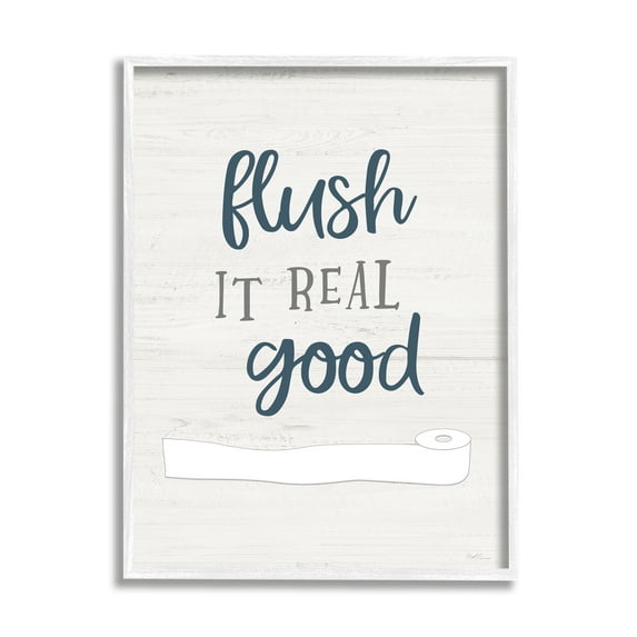 Stupell Industries Flush It Real Good Bathroom Toilet Paper Humor Country Painting White framed Art Print Wall Art, 11 x 14, Design by Natalie Carpentieri
