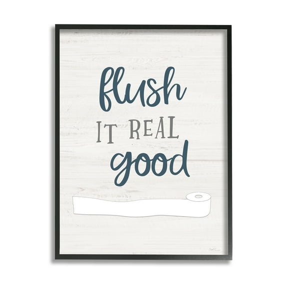 Stupell Industries Flush It Real Good Bathroom Toilet Paper Humor Graphic Art Black Framed Art Print Wall Art, 11x14, by Natalie Carpentieri