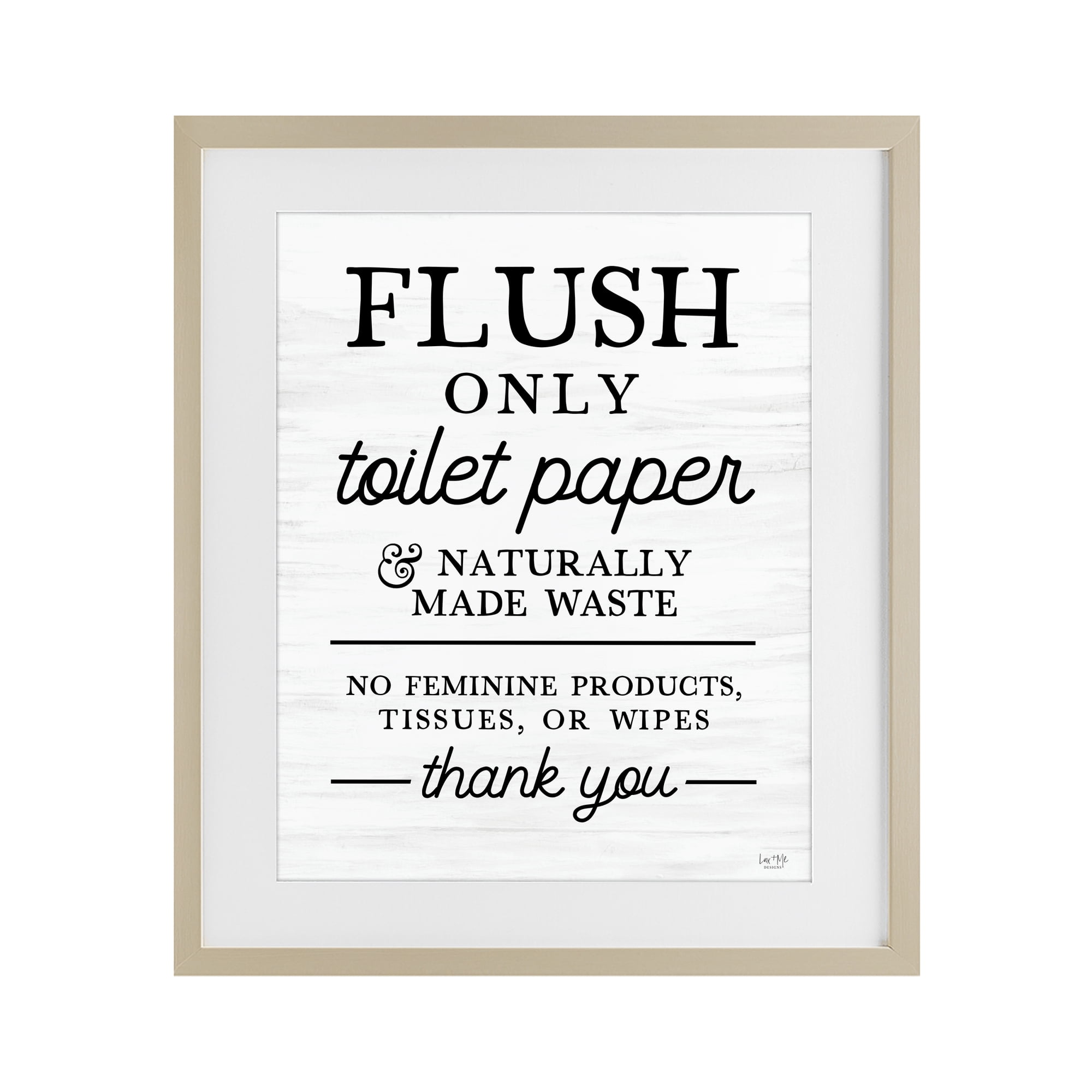 Stupell Industries Flush Only Toilet Paper Rules Birch Framed Print Under Glass, design by Lux + Me Designs