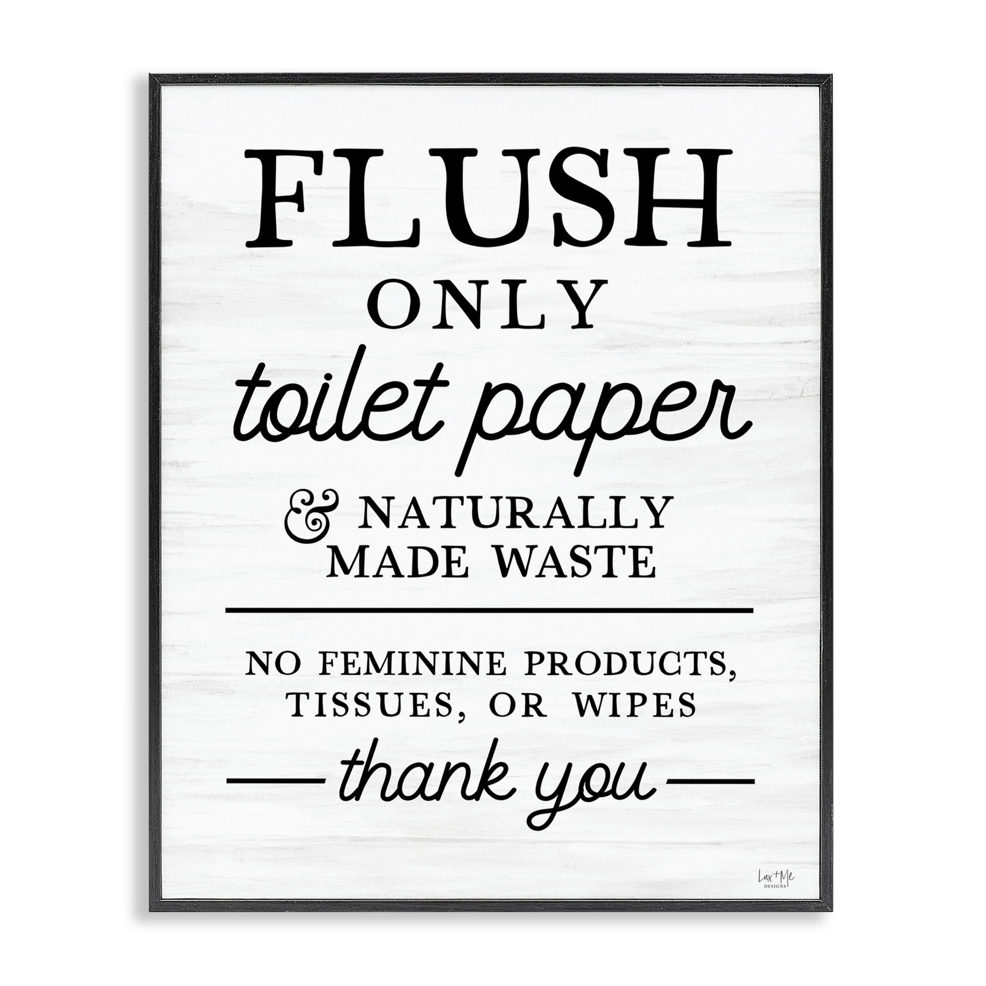 Stupell Industries Flush Only Toilet Paper Rules Black Framed Giclee Art, design by Lux + Me Designs