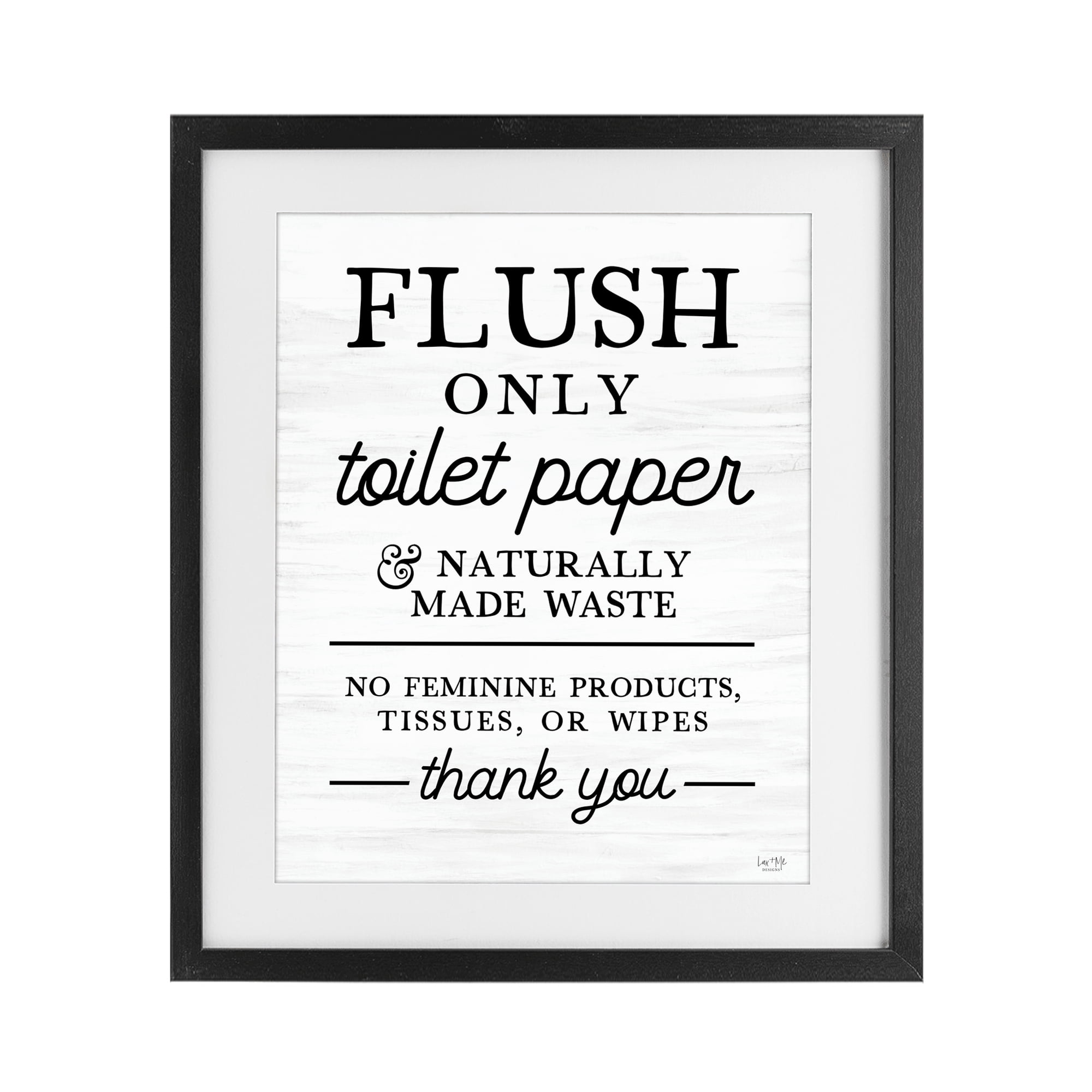 Stupell Industries Flush Only Toilet Paper Rules Black Framed Print Under Glass, design by Lux + Me Designs