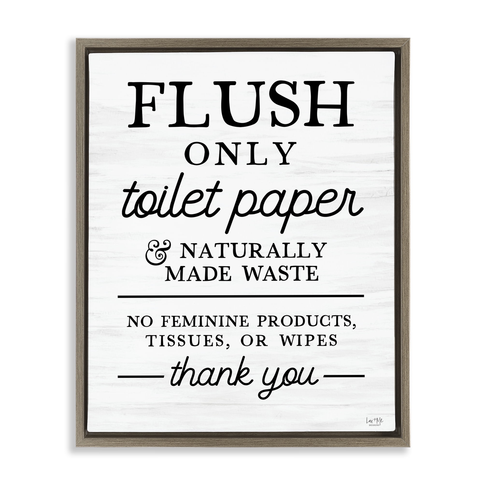 Stupell Industries Flush Only Toilet Paper Rules Brown Framed Floater Canvas Wall Art, design by Lux + Me Designs