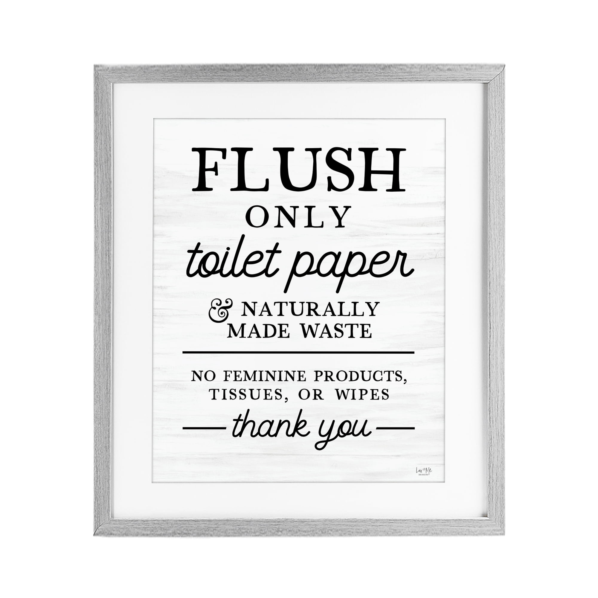 Stupell Industries Flush Only Toilet Paper Rules Gray Framed Print Under Glass, design by Lux + Me Designs