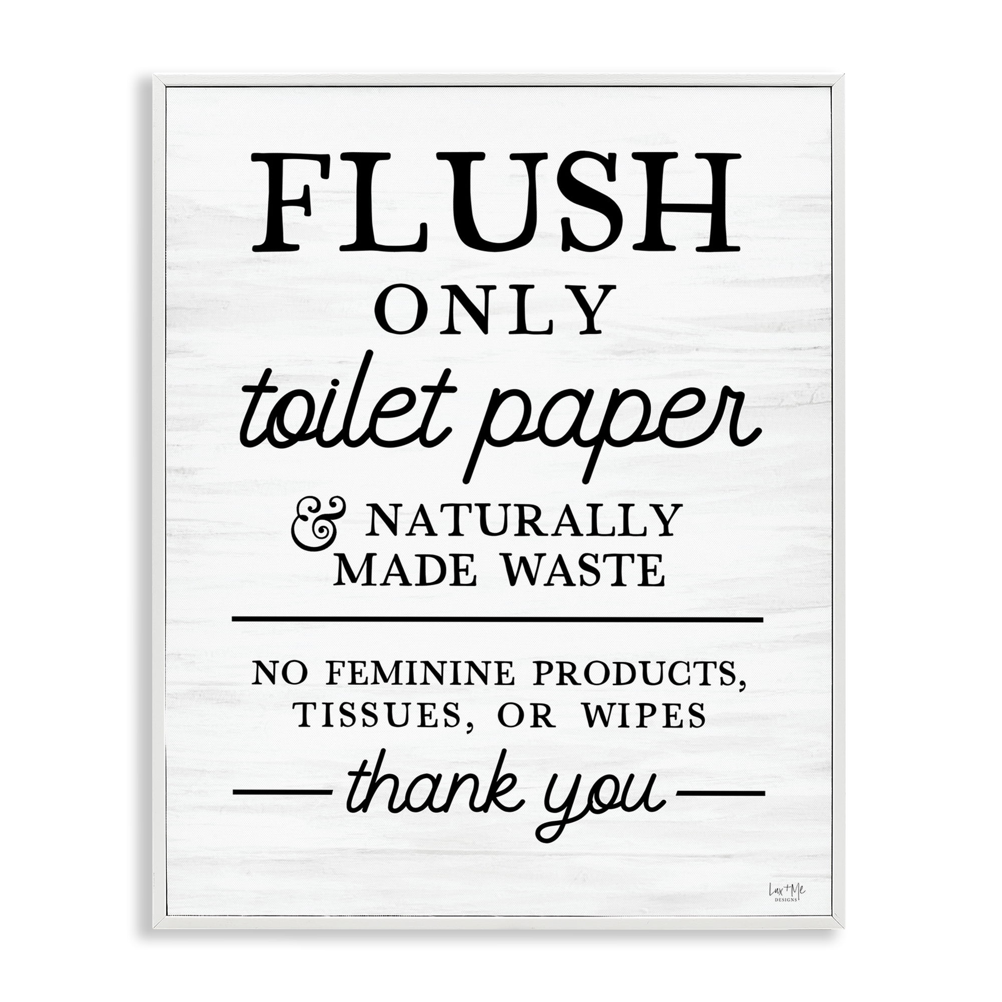 Stupell Industries Flush Only Toilet Paper Rules White Framed Giclee Art, design by Lux + Me Designs