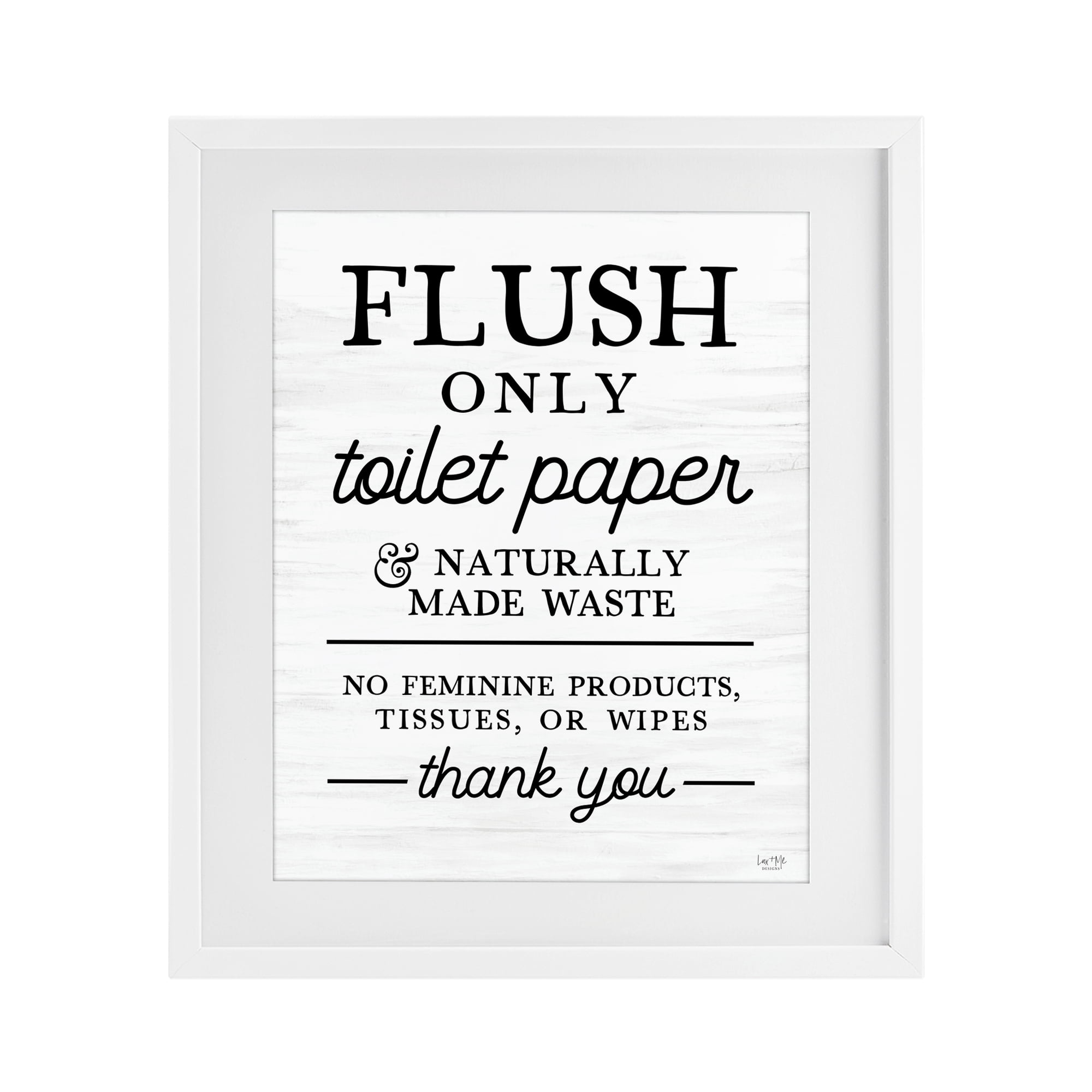 Stupell Industries Flush Only Toilet Paper Rules White Framed Print Under Glass, design by Lux + Me Designs