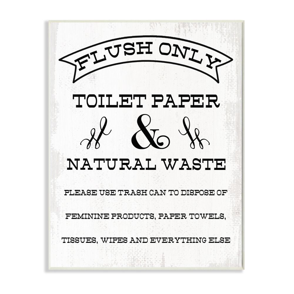 Stupell Industries Flush Only Toilet Paper Rustic Bathroom Sign Designed by Daphne Polselli