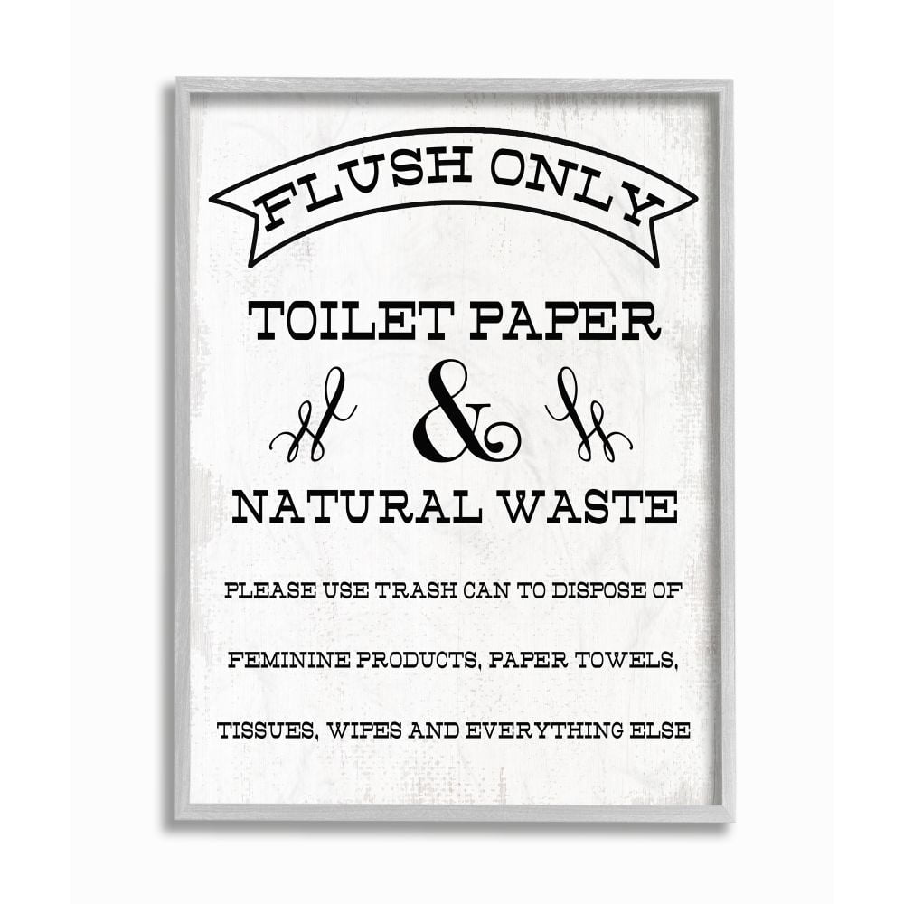 Stupell Industries Flush Only Toilet Paper Rustic Bathroom Sign Designed by Daphne Polselli