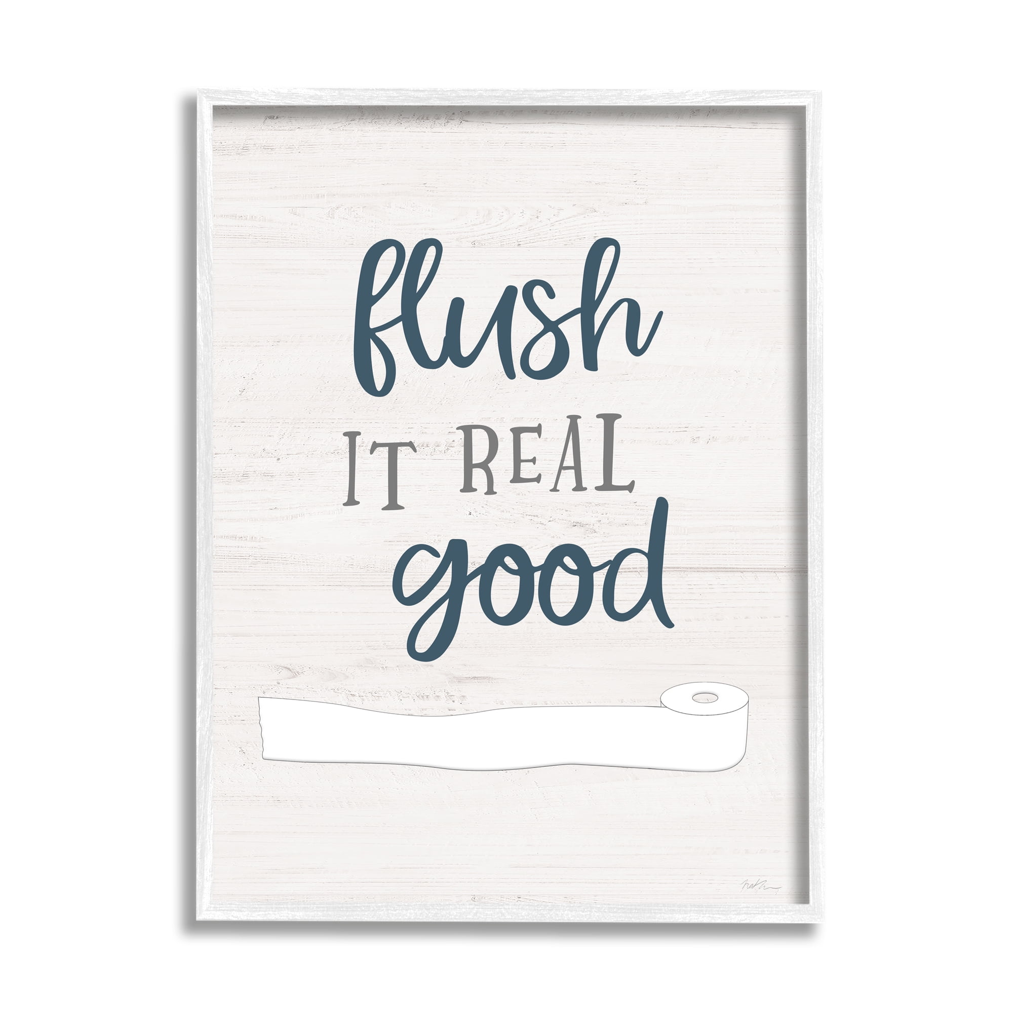 Stupell Industries Flush It Real Good Bathroom Toilet Paper Humor Country Painting White framed Art Print Wall Art, 11 x 14, Design by Natalie Carpentieri