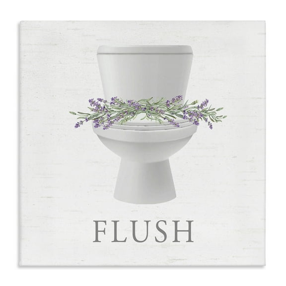 Stupell Industries Flush Toilet & Lavender Floral Painting Wrapped Canvas Canvas Art Print Wall Art, 36 x 36