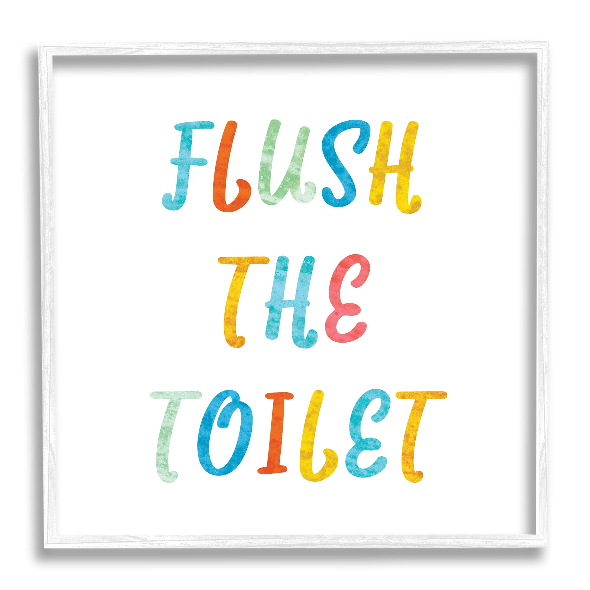 Stupell Industries Flush the Toilet Bathroom Rules Kids Typography Typography Painting White Framed Art Print Wall Art, 24 x 24