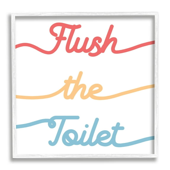Stupell Industries Flush the Toilet Sign Children's Bathroom Typography Typography Painting White Framed Art Print Wall Art, 24 x 24